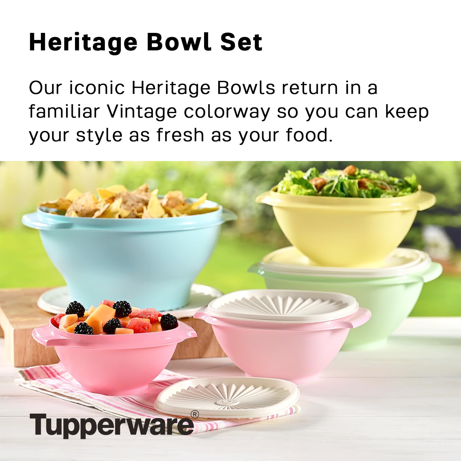 Tupperware Heritage Collection 17.25 Cup Bowl With Starburst Lid - Light Blue Vintage Color, Dishwasher Safe & Bpa Free - (4.1 L