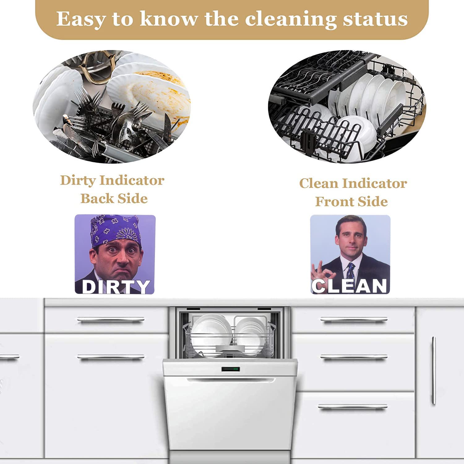 DBlosp Clean and Dirty Magnet - Reversible Dishwasher Sign, Purple, Model rm1, Durable Polypropylene Indicator for Kitchen