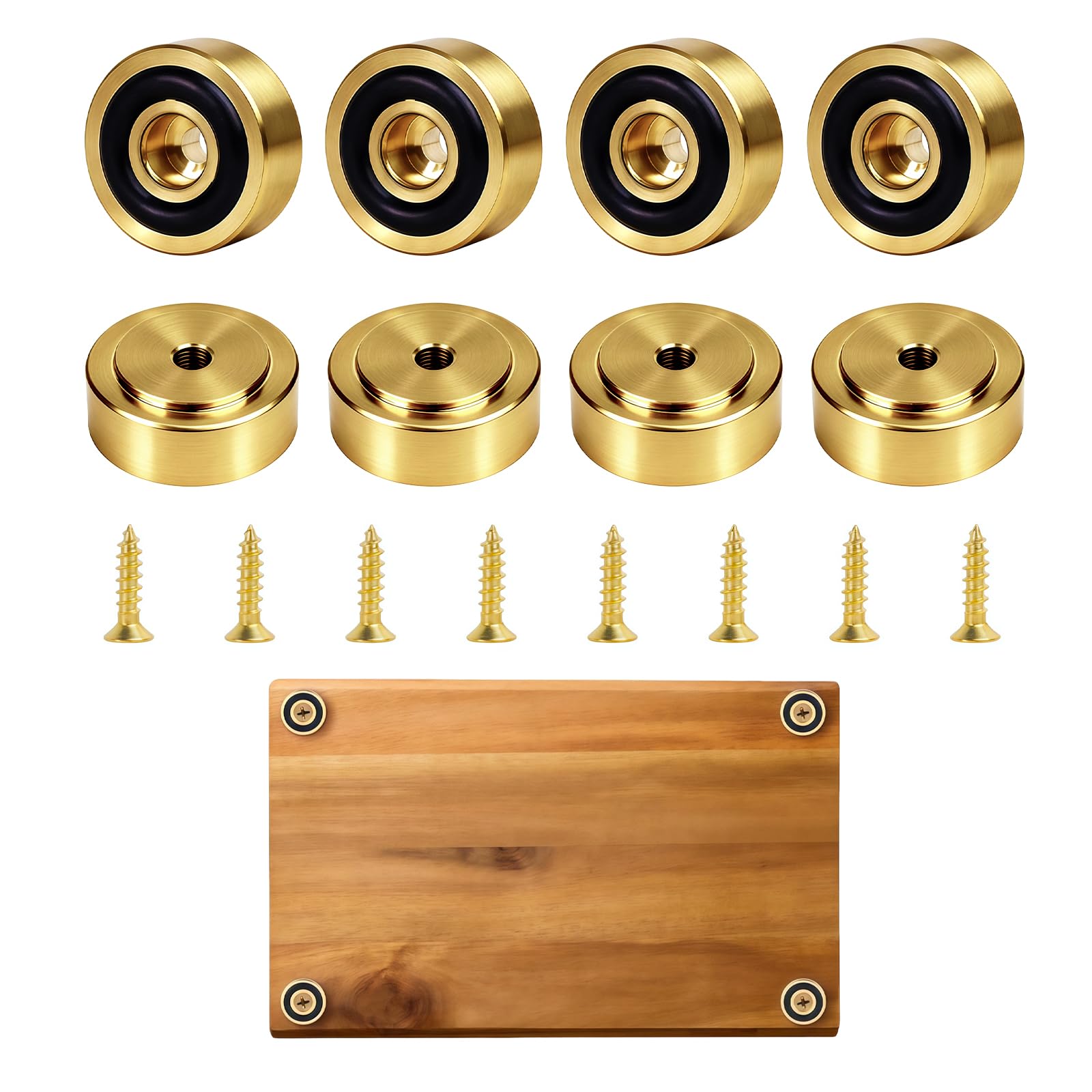 Joyzan Cutting Board Feet, 8PCS Brass Non Slip Feet with Silicone Pad Screw