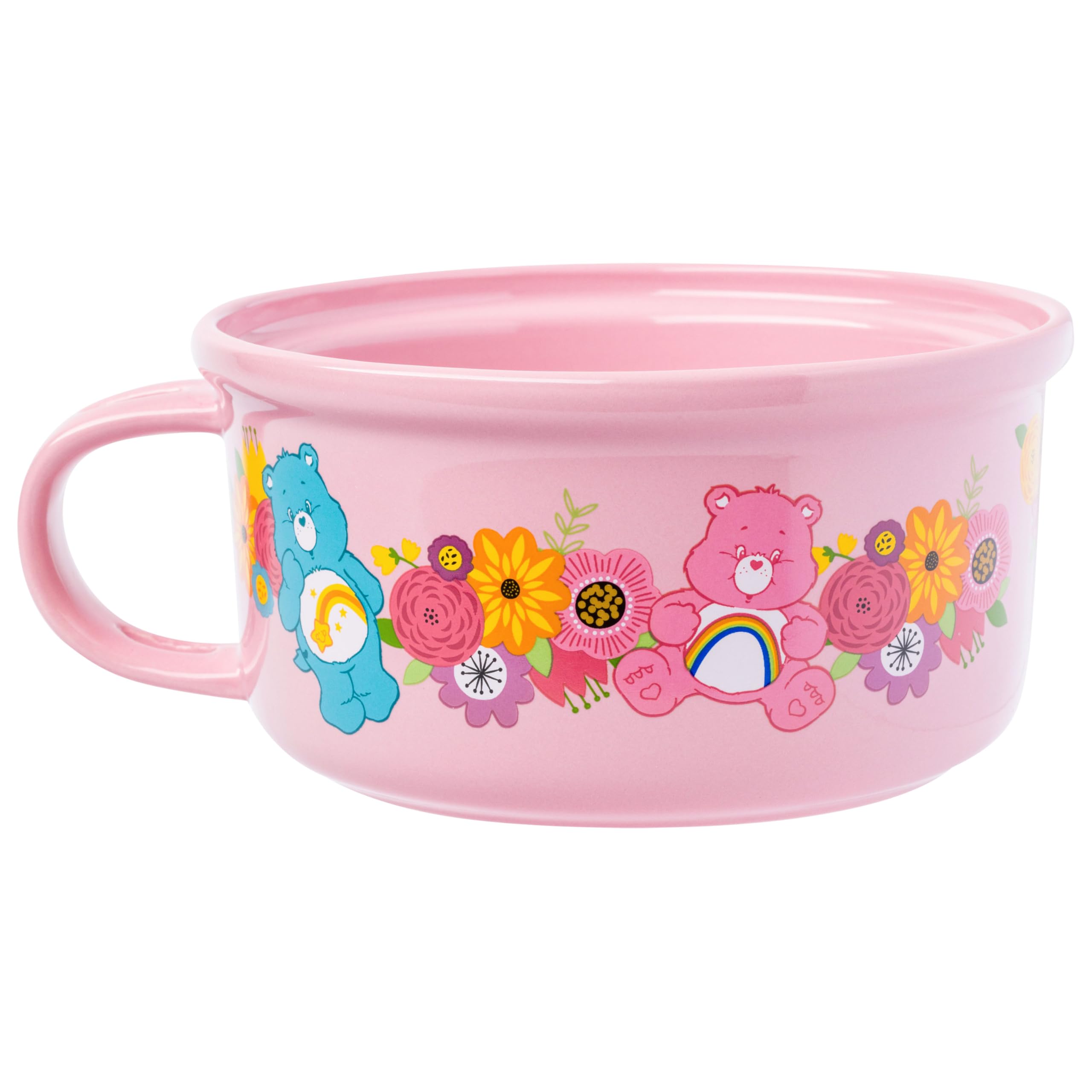 Silver Buffalo Care Bears Soup Mug And Bowl Lid With Spoon And Chopsticks Featuring Bedtime Bear, Best Friend Bear, Wish Bear, A