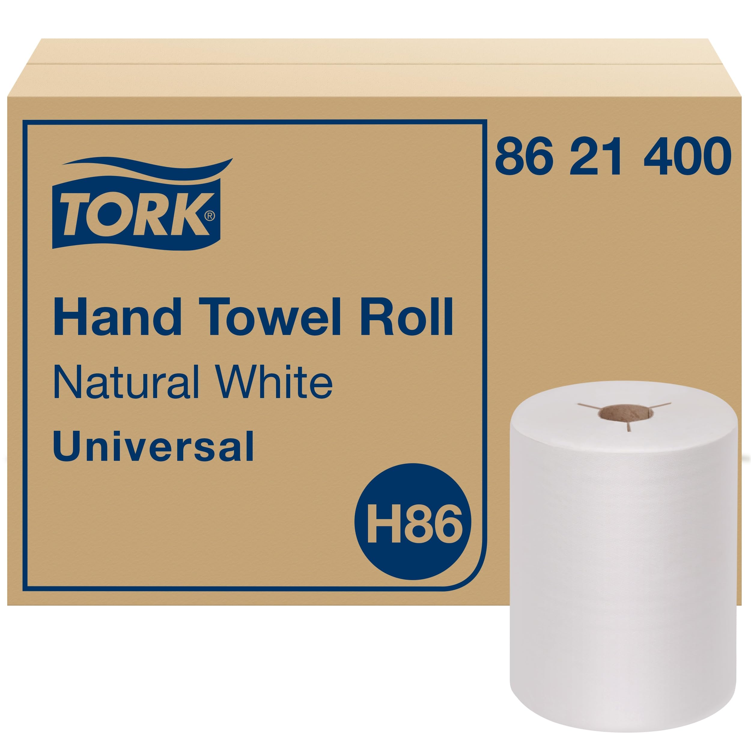 Tork Hand Towel Roll, Natural White, Universal, H86, For Mini Dispensers, 100% Recycled, 1-Ply, 12 Rolls X 425 Ft, 8621400