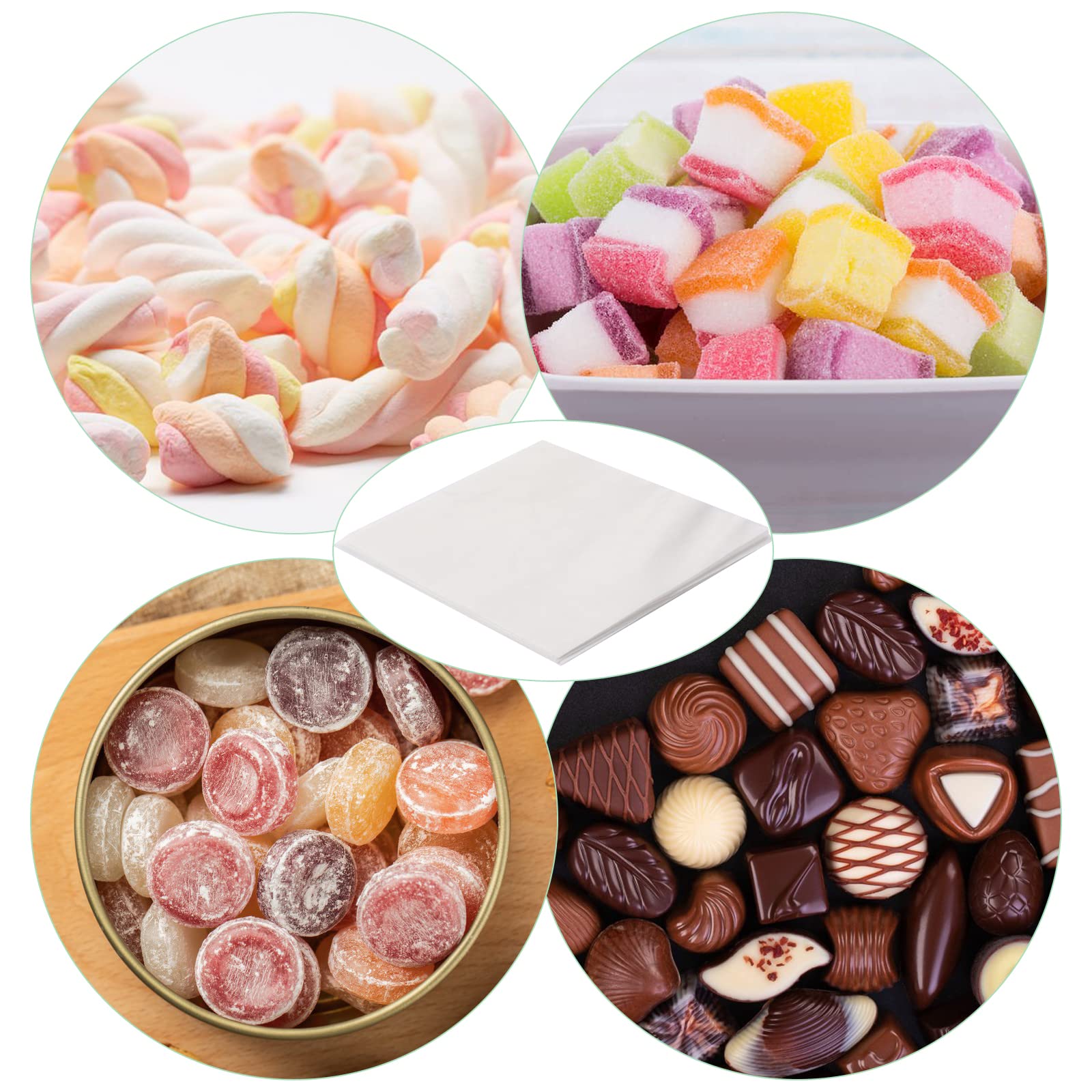 300 Pcs Candy Wrappers For Caramels Non Stick Wax Paper Sheets For Food, 5X5 Inch Parchment Paper Squares Caramel Wrappers Precu