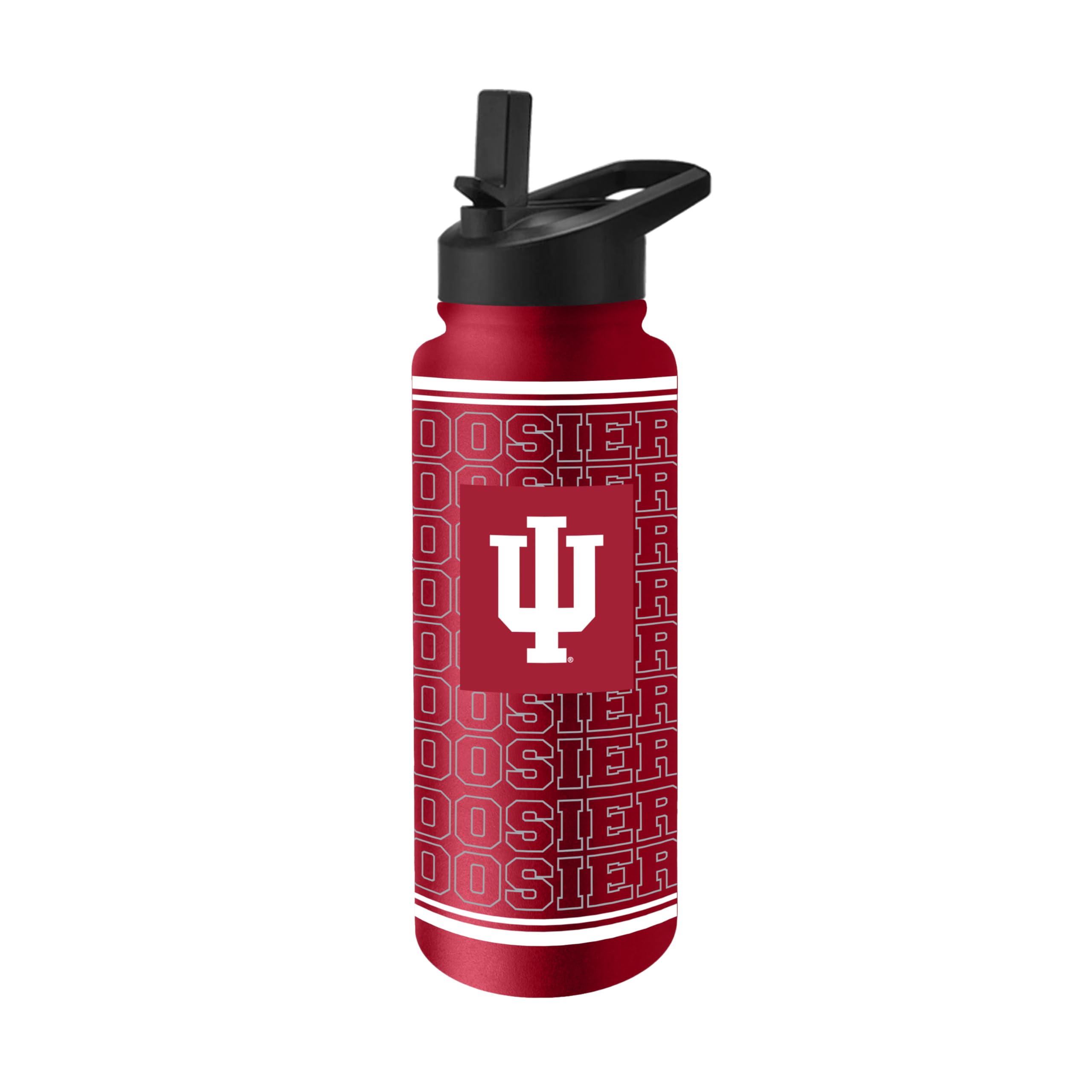 Logo Brands NCAA Indiana Hoosiers 34 oz Travel Quencher Bottle  Team Color | Stainless Steel | Double Wall | Echo Design