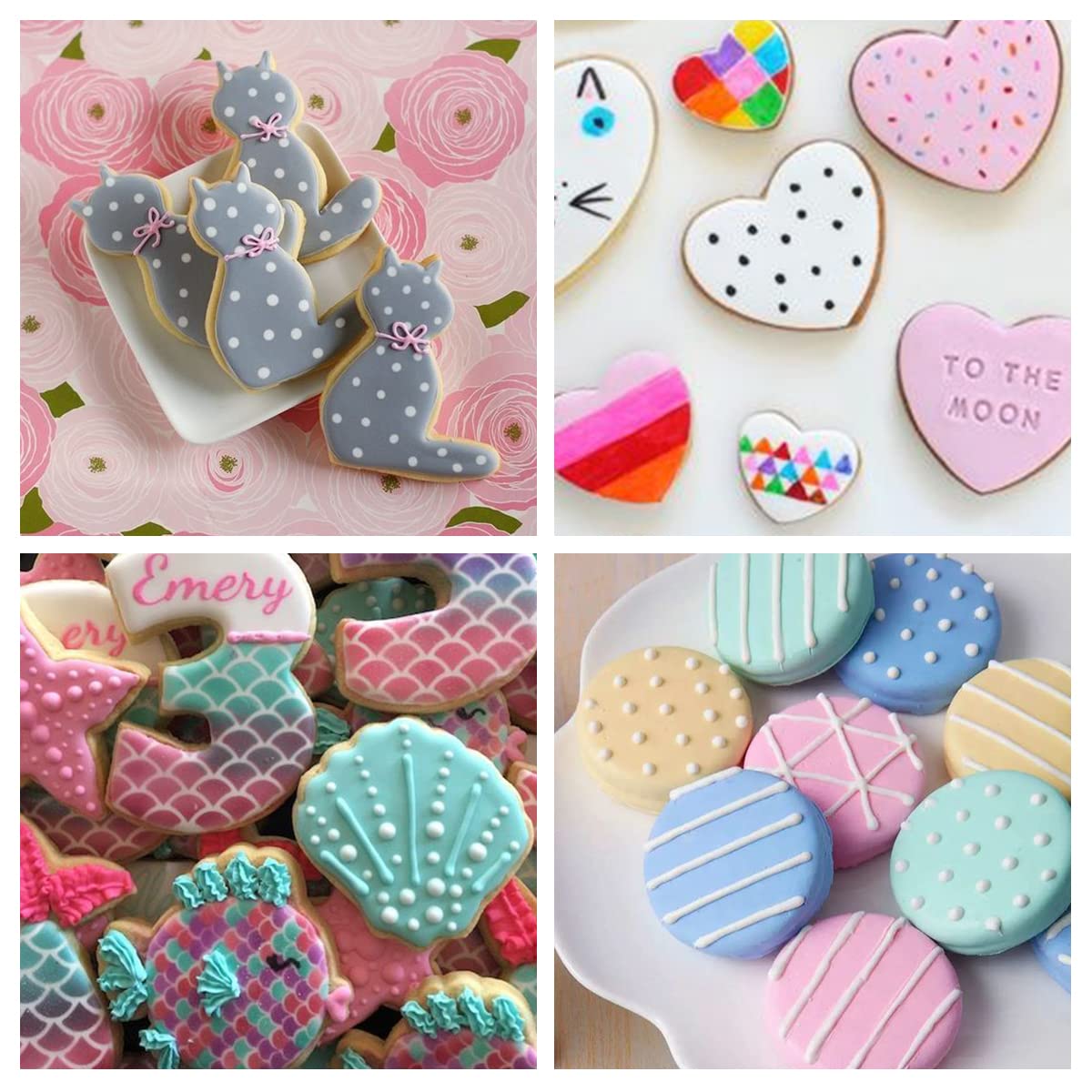 Cookie Stencils For Royal Icing Cookies Sugar Cookie, 16 Pcs 6X6In Reusable Plastic Biscuit Cake Stencils With Checkered Star He