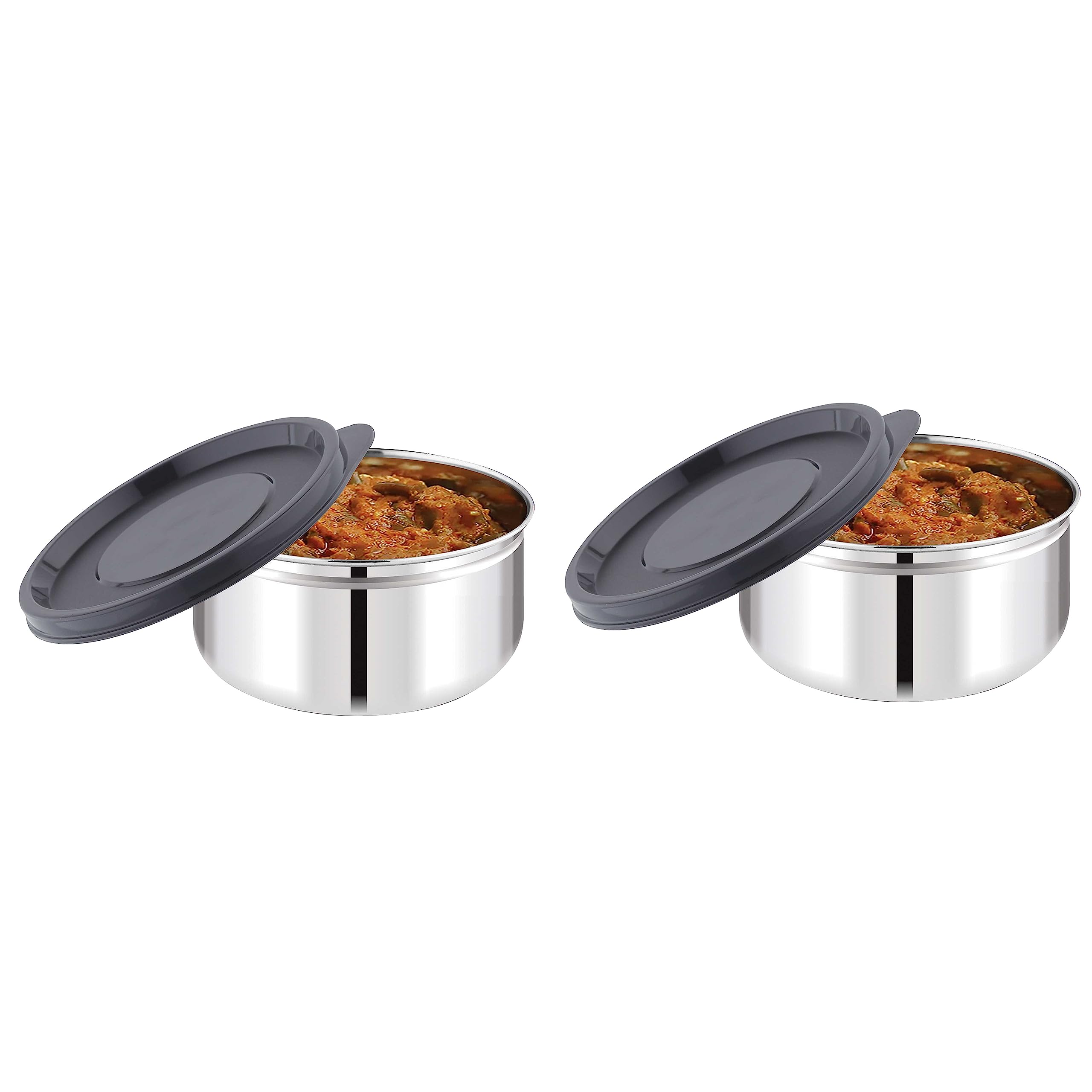 Attro Set Of 2 Prime Stainless Steelsingle Wall Storage Containers Airtight & Leak Proof Containers For Office Use, School, Picn