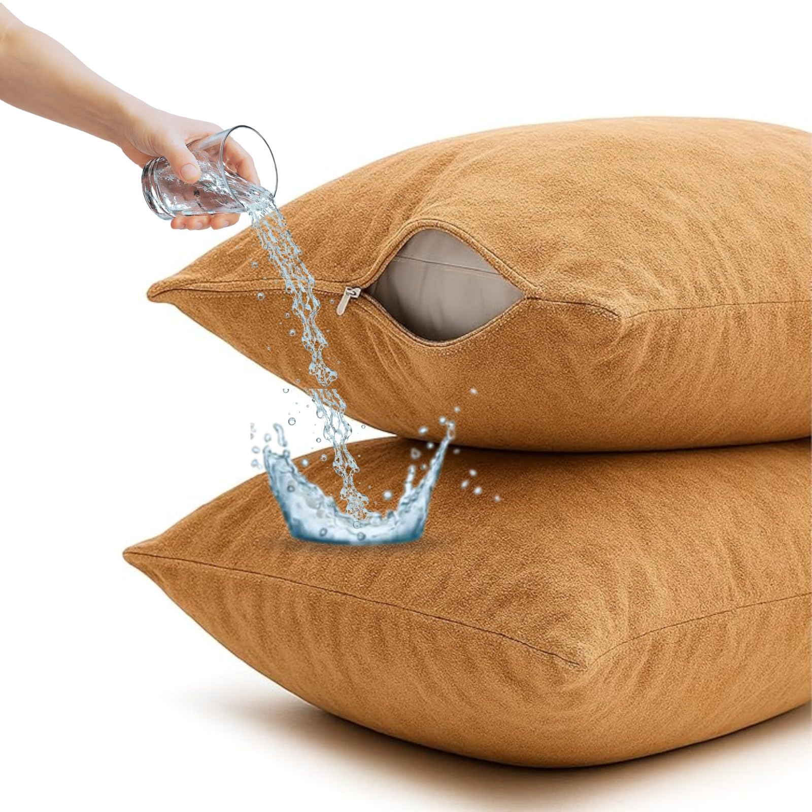 Tag24 Waterproof Terry Cotton Pillow Protector Cover With Zippered Closure | 18X28 Inch Standard Size Pillow Cover, Set Of 2 | D