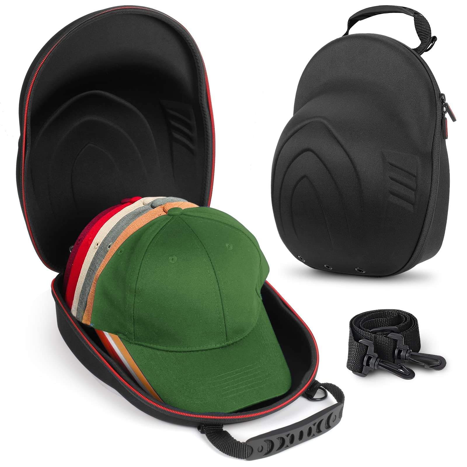 Bjabtan Hard Hat Case For Baseball Caps, Baseball Hat Organizer With Carrying Handle & Shoulder Strap, Hat Carrier Case For Trav