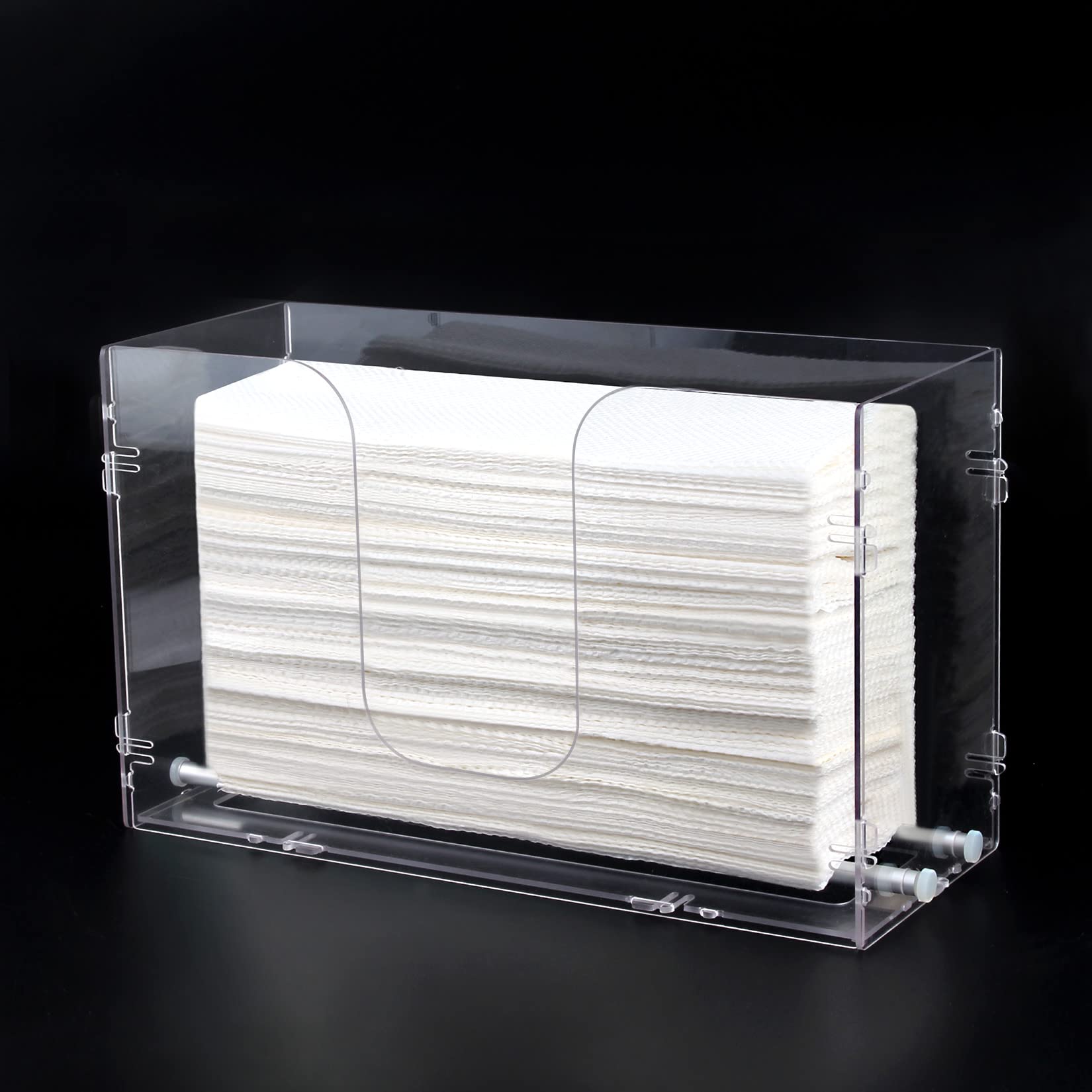 Evron Paper Towel Dispenser Countertop & Wall Mount Clear One-Hand Pull C Fold Z Fold Trifold And Multifold Paper Towel Holder (