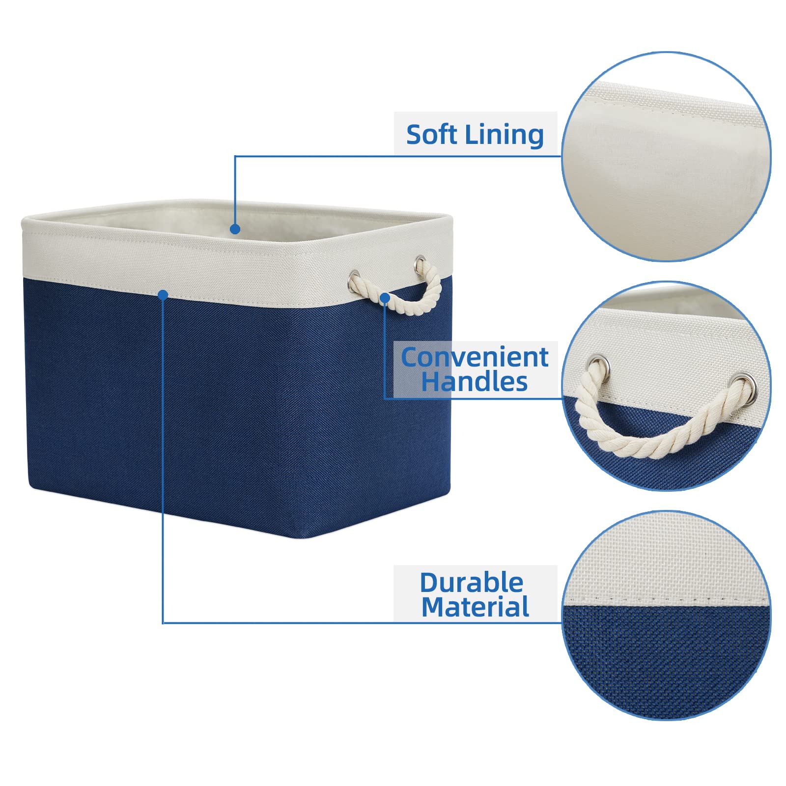 Temary Storage Baskets For Shelves, 2 Pcs Fabric Storage Bins Empty Gift Baskets For Organizing Clothes, Toys, Books, Decorative
