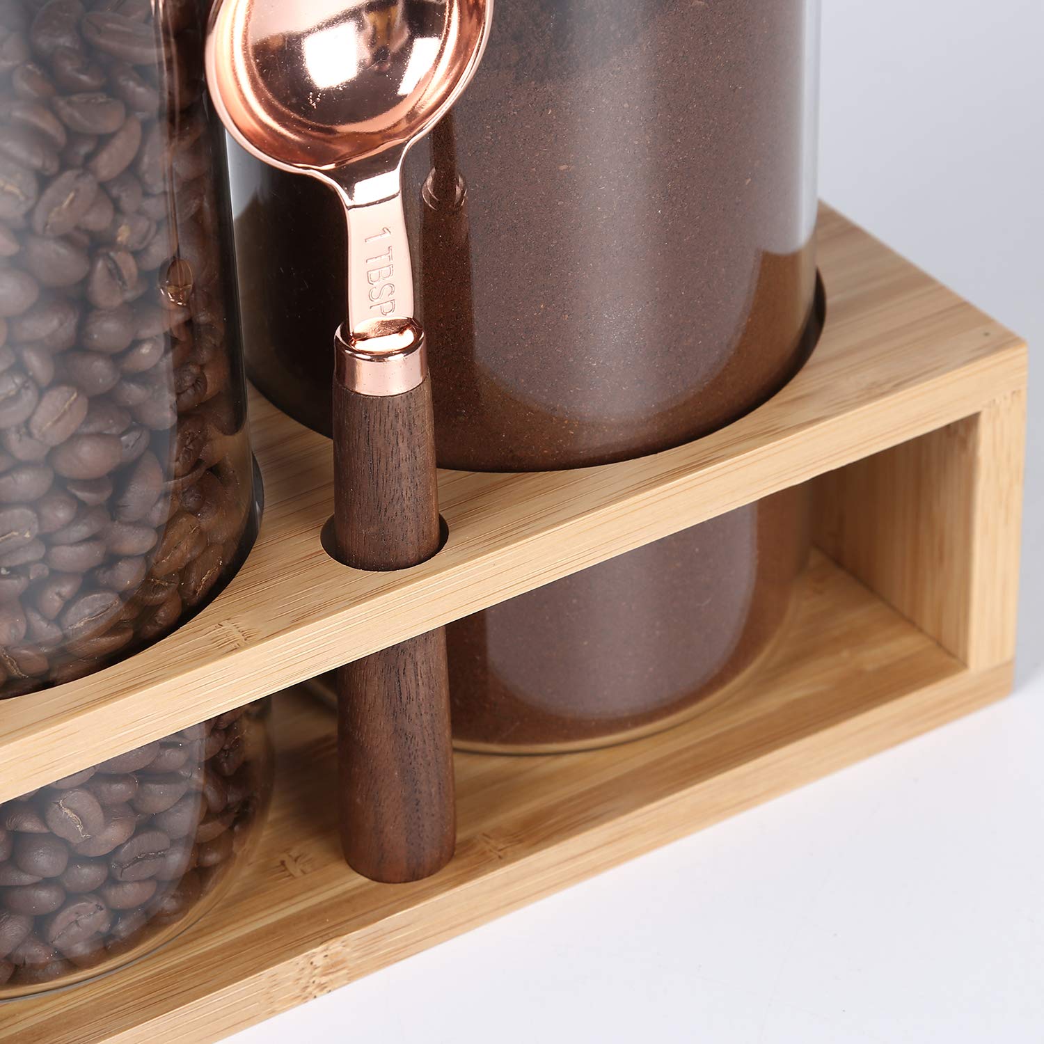 Kkc Home Accents Coffee Beans Storage Canisters With Airtight Lids,Glass Storage Jars For Grinder Coffee,Loose Tea,Matcha,Nuts