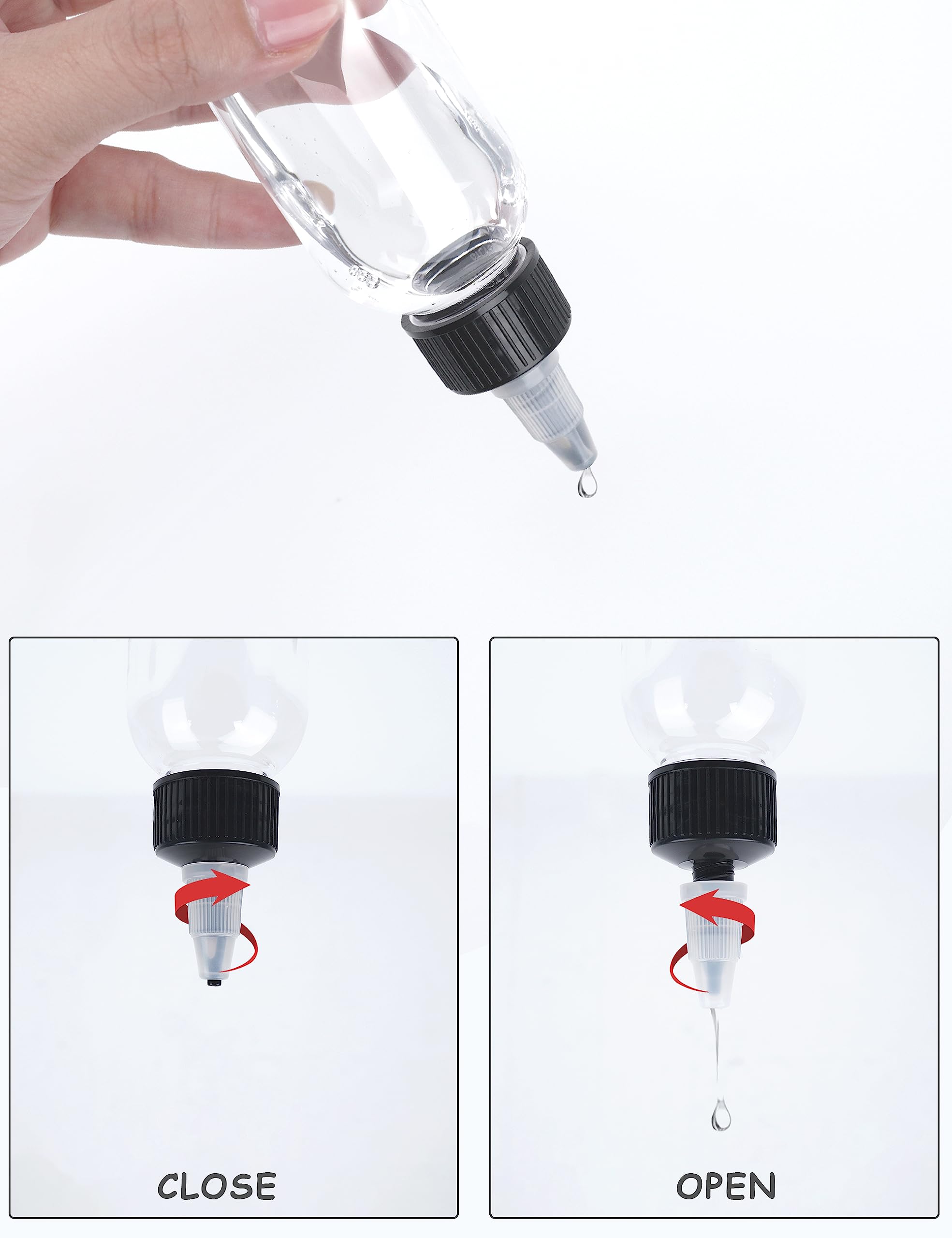 Eosau 20 Pcs 2Oz Plastic Squeeze Bottles With Twist Top Cap, 60Ml Clear Dispensing Bottles, Empty Squirt Bottle For Liquids, Sau