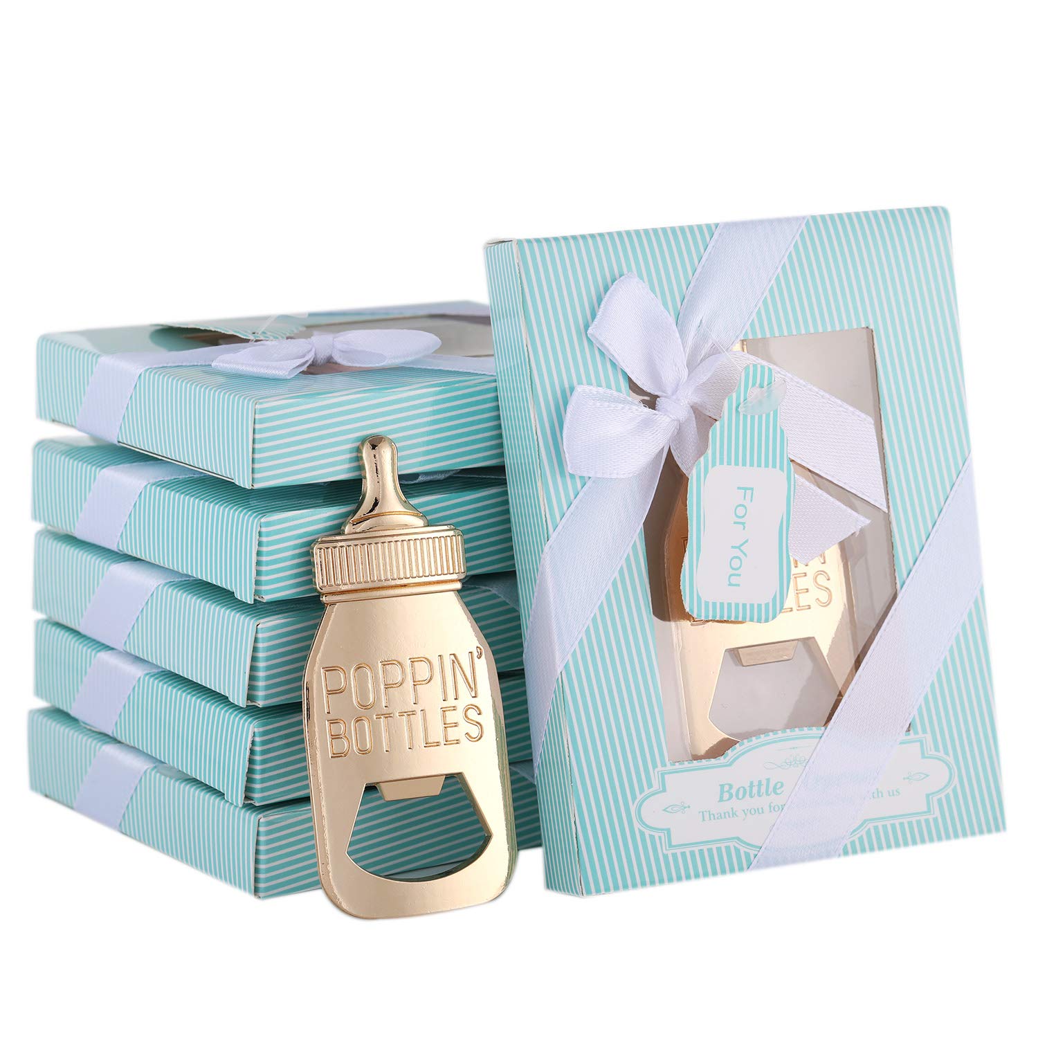 24Pcs Poppin Bottle Bottle Opener Baby Shower Favors Gift For Boy With Exquisite Packaging Box,Baby Shower Souvenirs For Guests