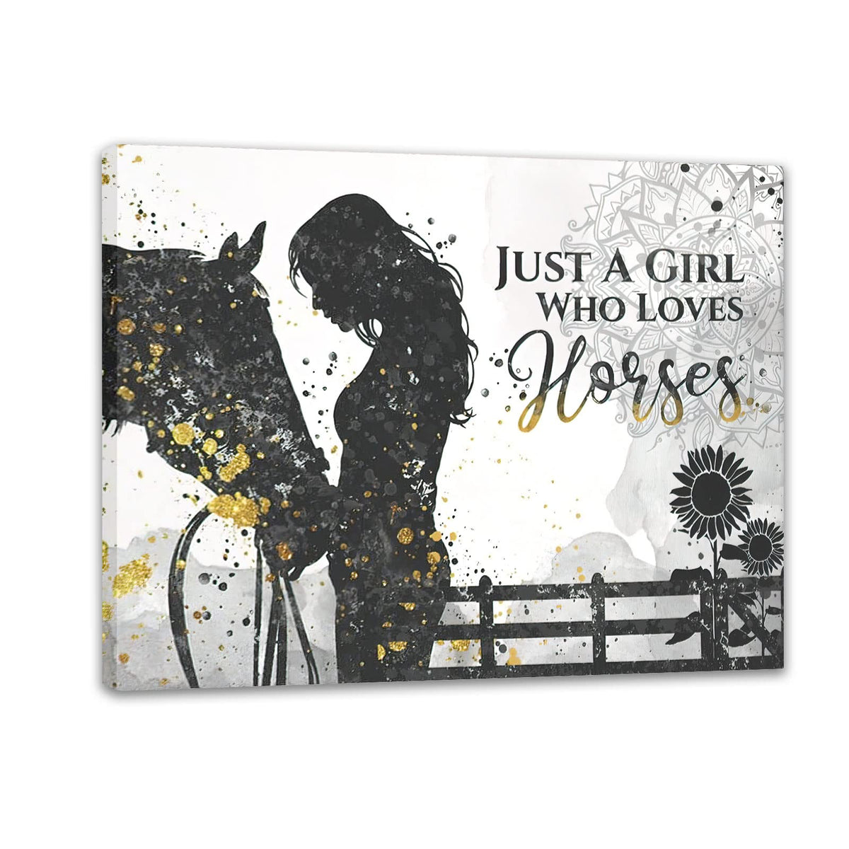 Rustic Farmhouse Horse Wall Art Decor Just A Girl Who Loves Horses Posters Country Style Wall Decor Inspirational Wall Art Rusti