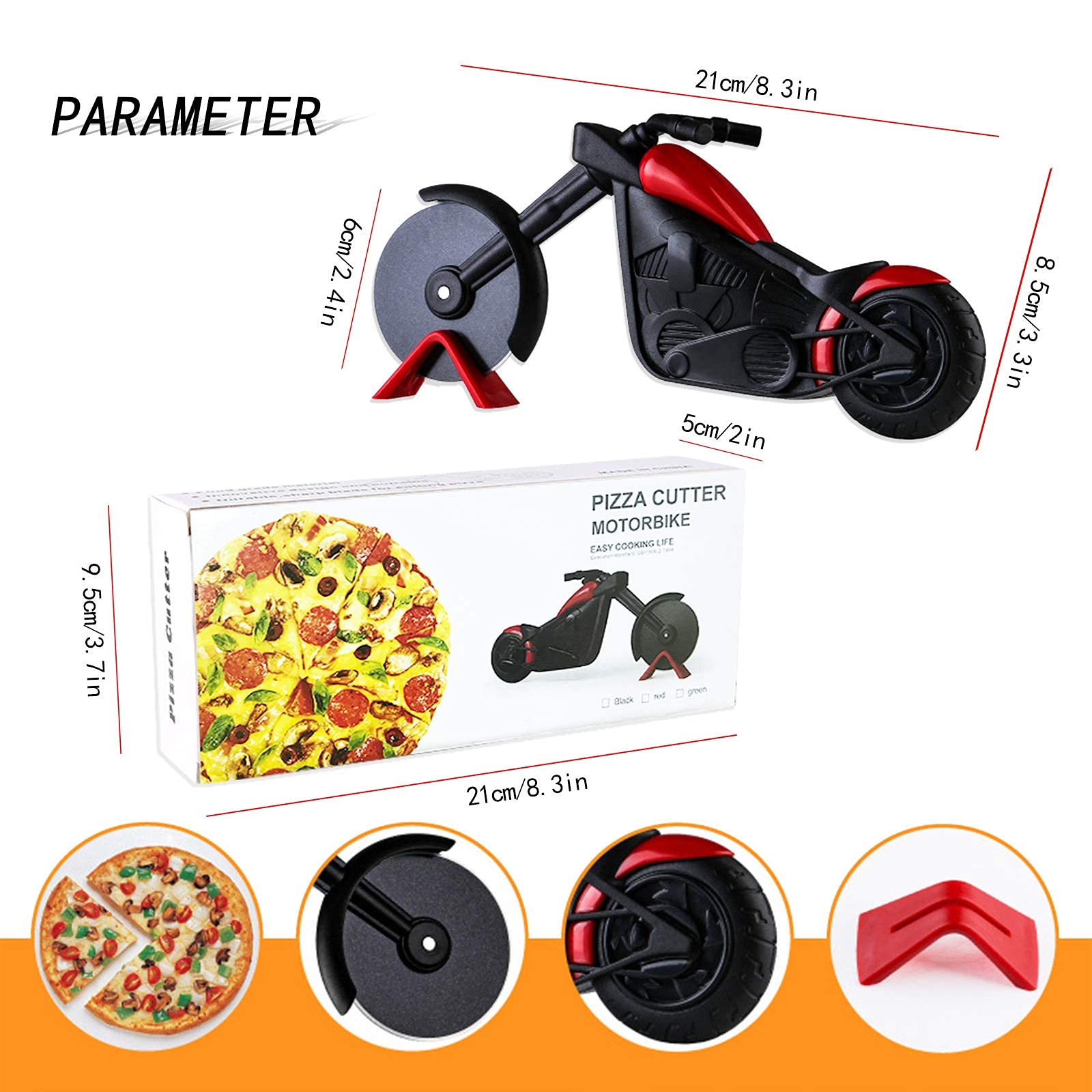 Pizza Cutter,Quality Stainless Steel Motorcycle Pizza Cutter Wheel,Super Sharp Pizza Slicer Cutter Wheel With Non Slip Ergonomic