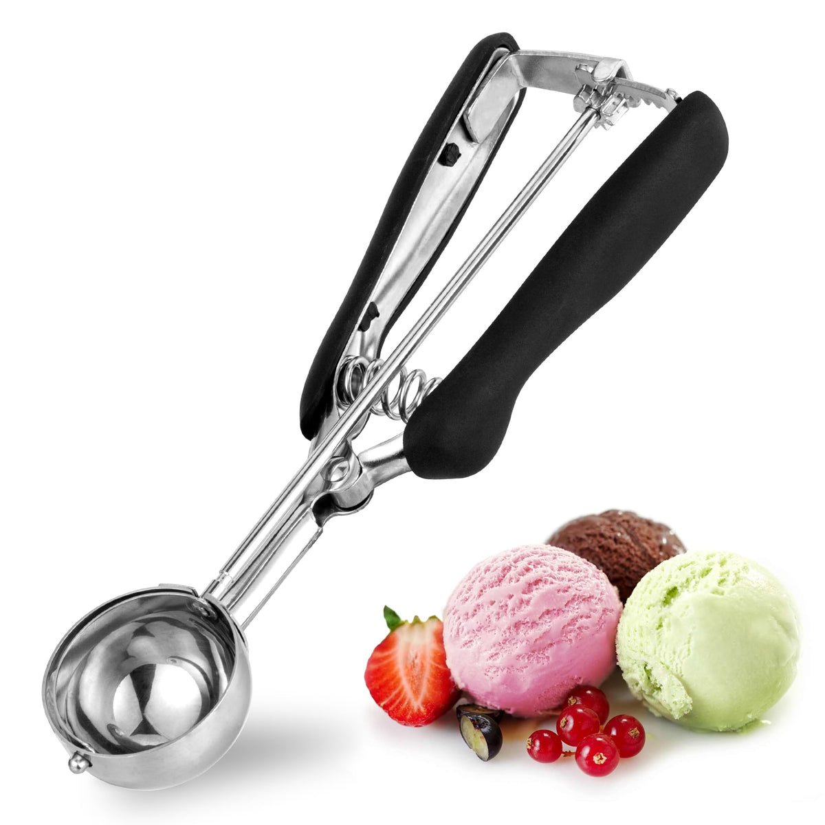 Cookie Scoop 2 Tbsp, Tj Pop Professional Stainless Steel Ice Cream Scoop 44 Mm, Good Soft Grips, Quick Trigger Release, 30 Ml