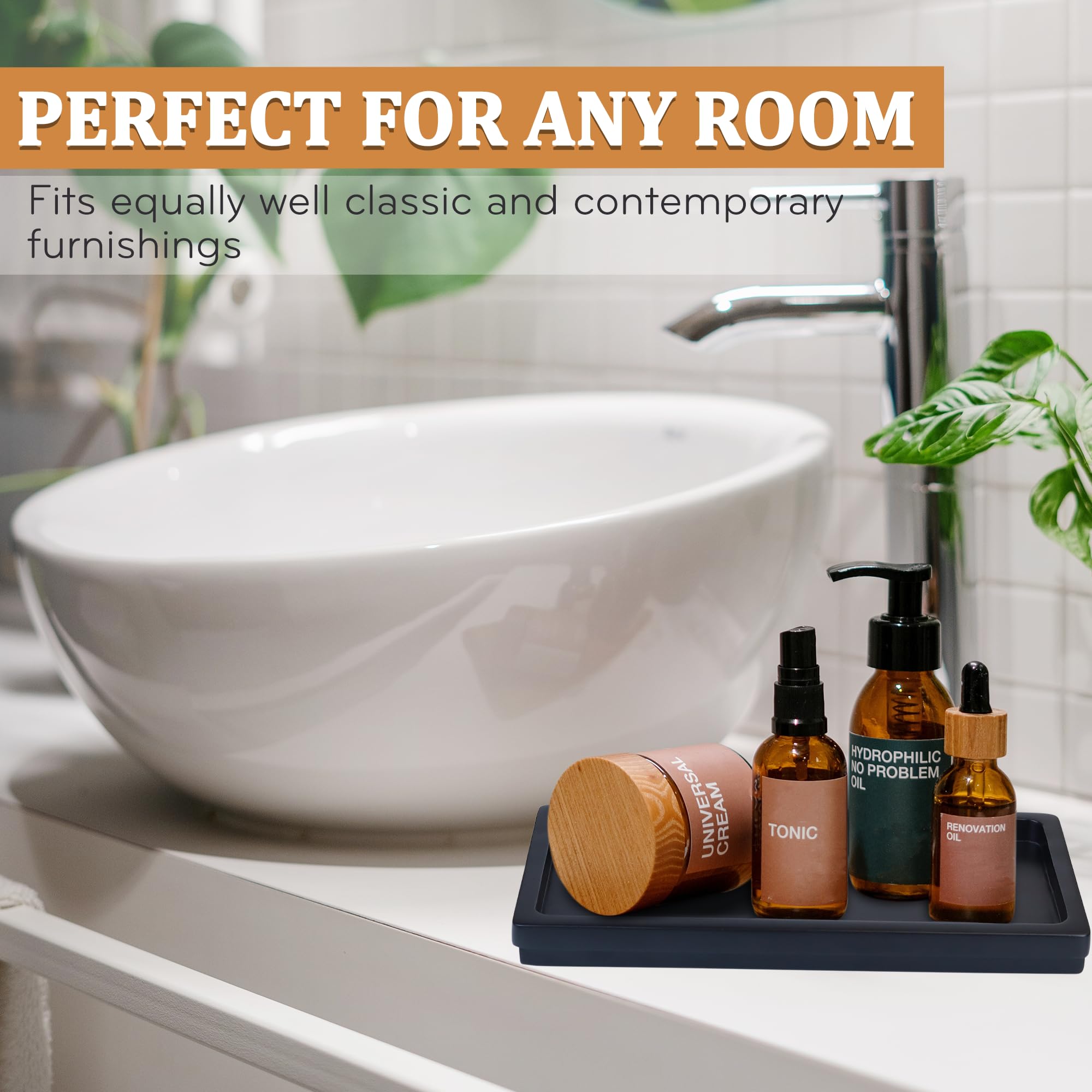 Acacia Wood Decorative Vanity Tray - 11.8 X 5.9 Inches Suitable For Countertop Bathroom Sink Dresser Toilet Tank - Modern Decor