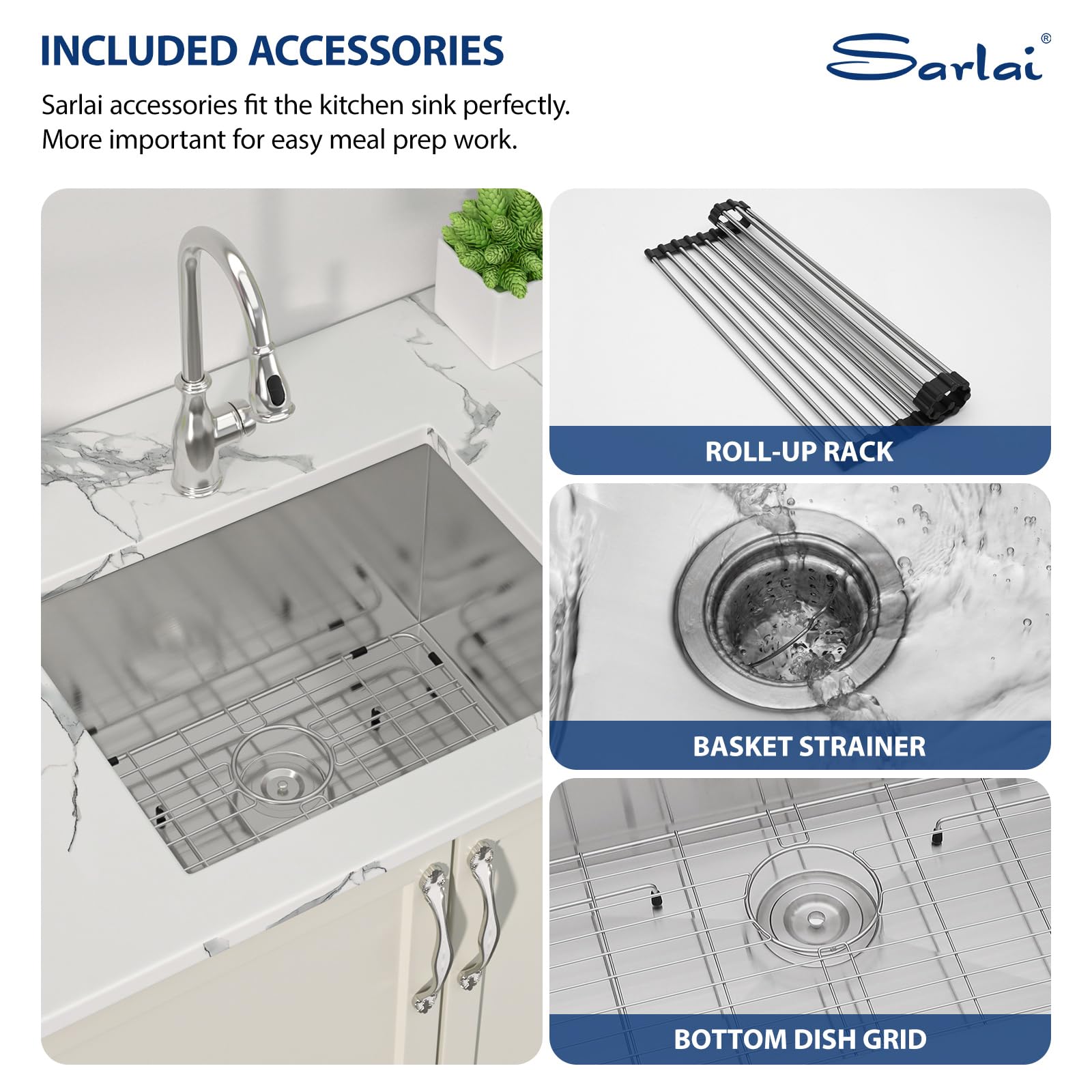 Sarlai 24 Undermount Laundry Sink - 24X18X12 Inch Laundry Utility Sink Undermount Deep Single Bowl16 Gauge Stainless Steel Kitch