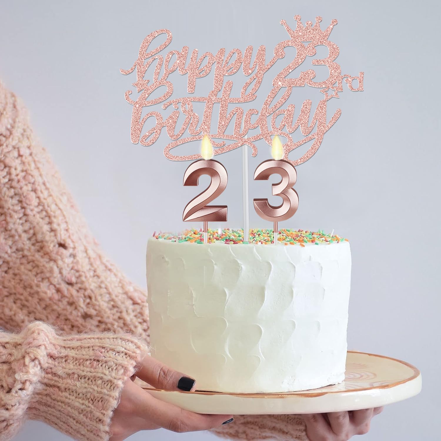 23Rd Birthday Gifts For Women, Include 23Rd Birthday Sash And Tiara, Birthday Cake Topper And Number 23 Candles, Big 23 Balloons