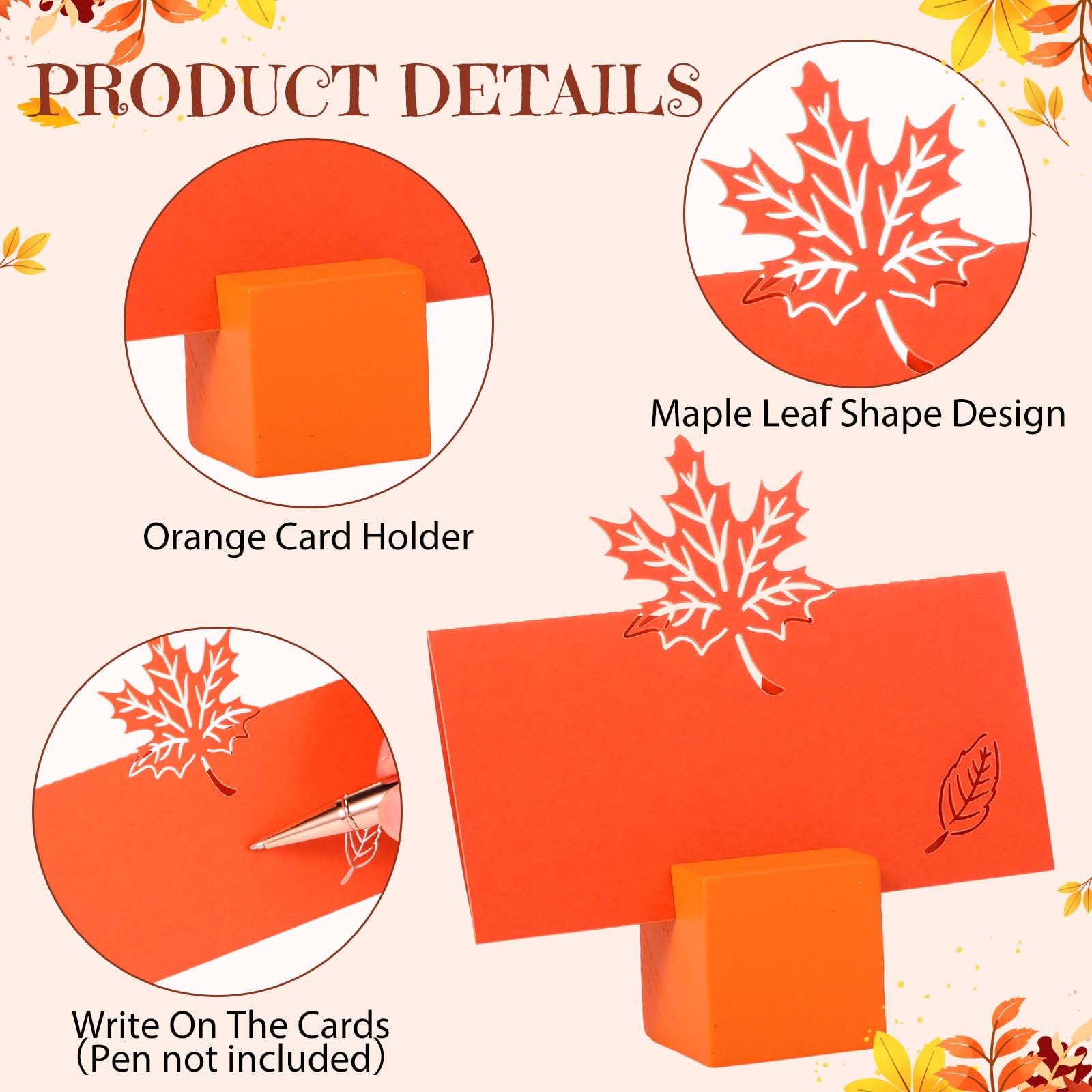 Humyoun 20 Set Thanksgiving Place Card Holder with Maple Leaves Table Name Card Wood Thanksgiving Table Number Stands Decoration