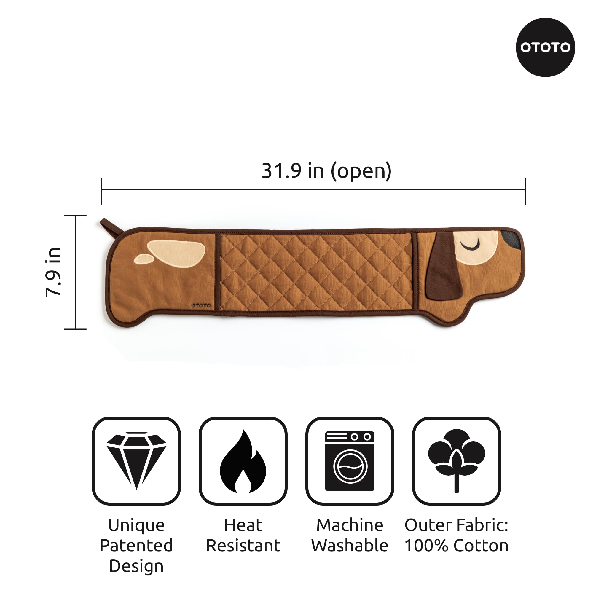 Ototo Hot-Dog Oven Mitts Cute Funny Oven Mitts - Gifts For Dog Lovers, Dachshund Dog Themed Gifts, Double Oven Mitts Heat Resist