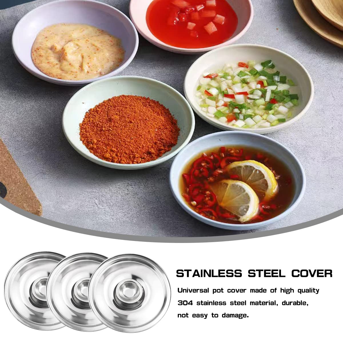 Lnq Luniqi Stainless Steel Universal Lid,5.5Inch Stainless Cooking Pan Lid With Handle Reusable Cover Lid Accessories For Pan Li