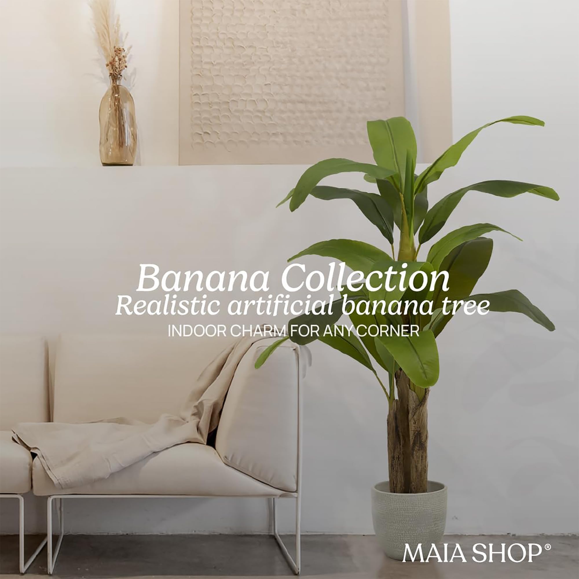 Artificial Banana Tree  Made with The Best Materials  Ideal for Home Decoration  Artificial Plant - 5 feet Tall - 60 inches