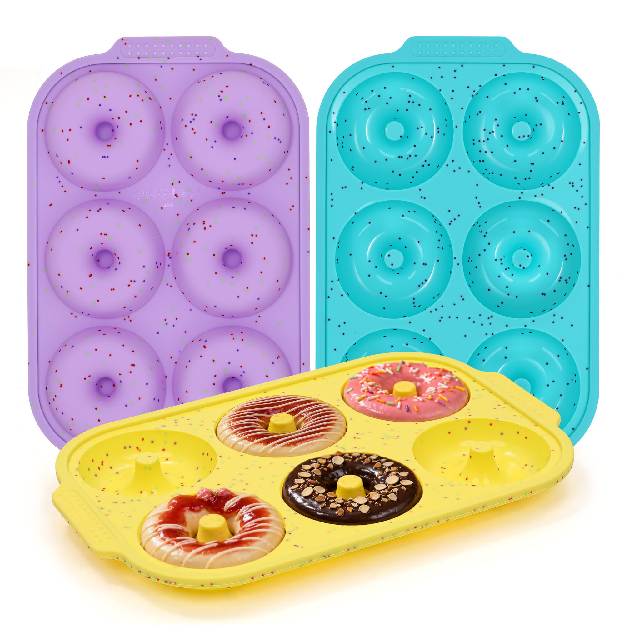CAKETIME Silicone Donut Pan with Metal Frame for Baking(3 Pcs)