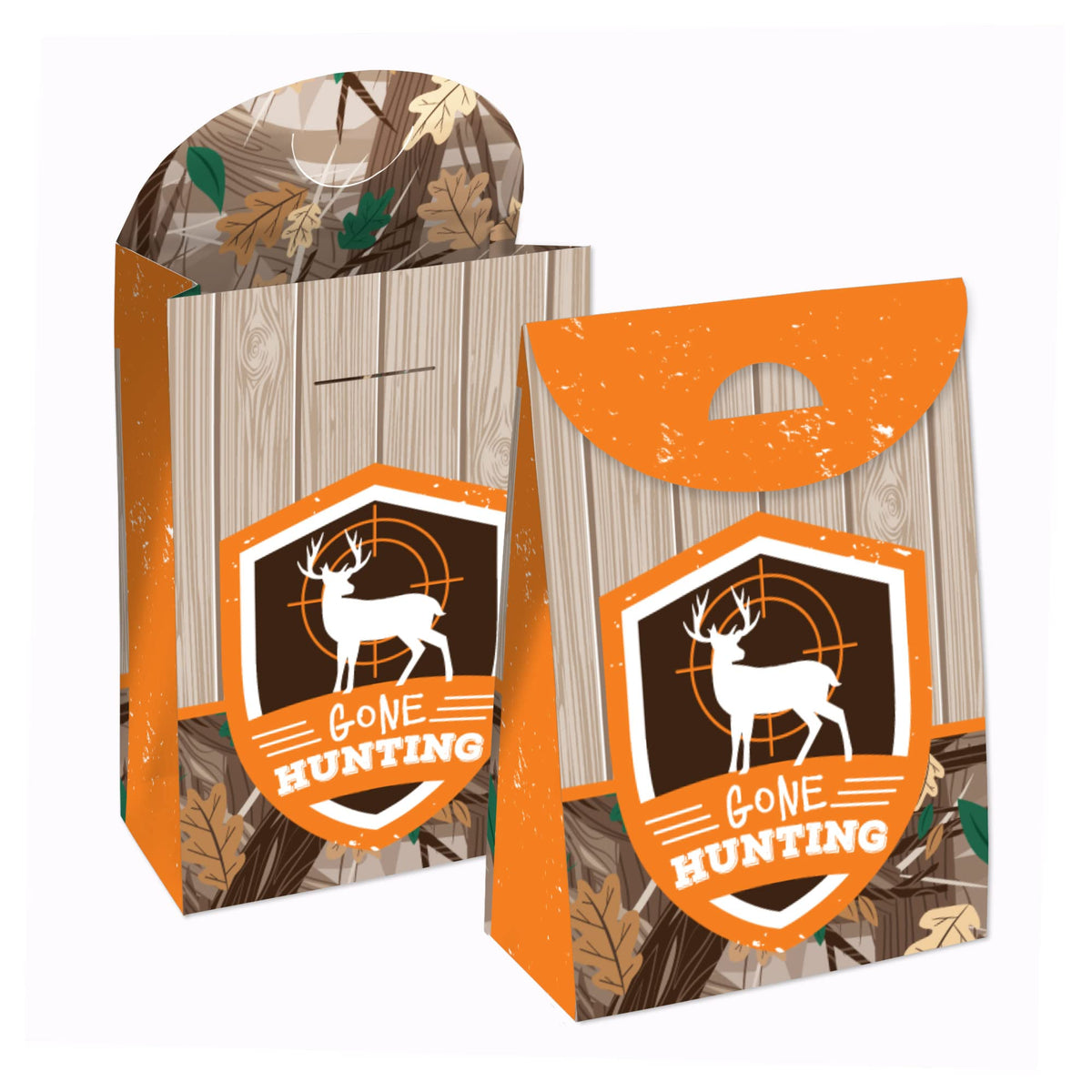 Big Dot Of Happiness Gone Hunting - Deer Hunting Camo Baby Shower Or Birthday Gift Favor Bag - Party Goodie Boxes - Set Of 12