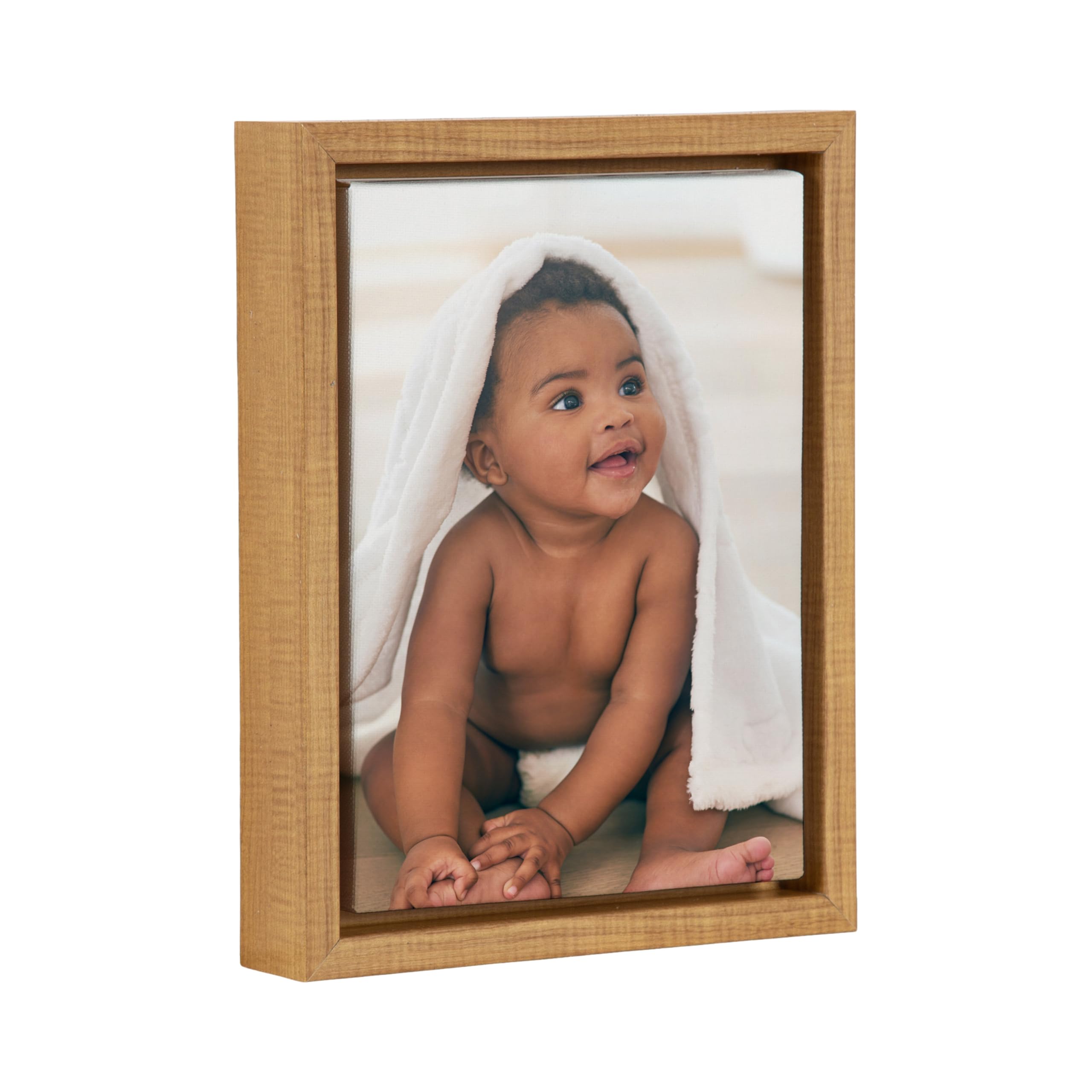 Kate And Laurel Custom Printed Framed Canvas Wall Art, 8X10 Natural, Sylvie Personal Canvas Print With Your Photos For Bedroom O