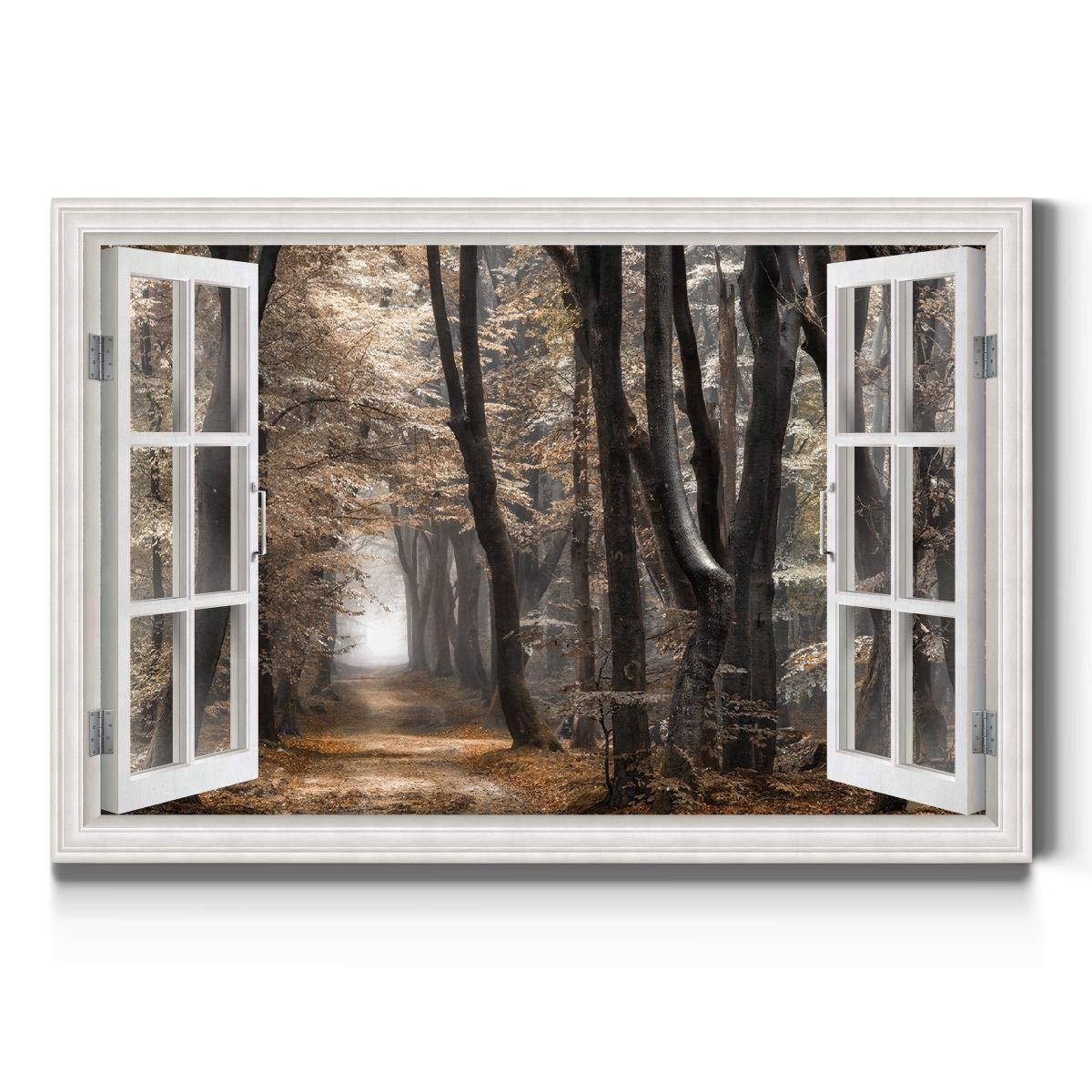 Renditions Gallery Canvas Nature Wall Art Modern Paintings & Prints Decor Dark Forest Path Rustic Horror Window View Wall Hangin