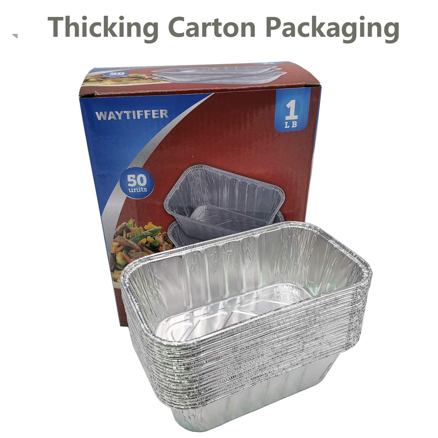 Waytiffer Mini Loaf Pans - 50 Pack Heavy Duty Aluminum Foil Bread Tins, Oven Safe, Standard Size 6" x 3.5" x 2.5",