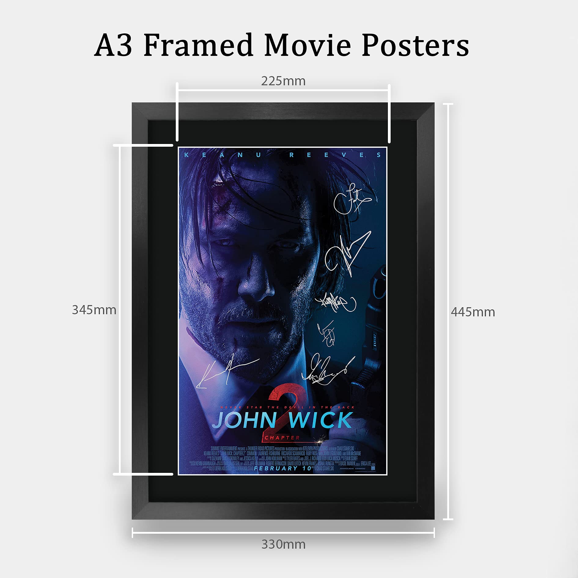 Hwc Trading John Wick 2 Keanu Reeves 16 X 12 Inch Framed Gifts Printed Poster Signed Autograph Picture For Movie Memorabilia Fan