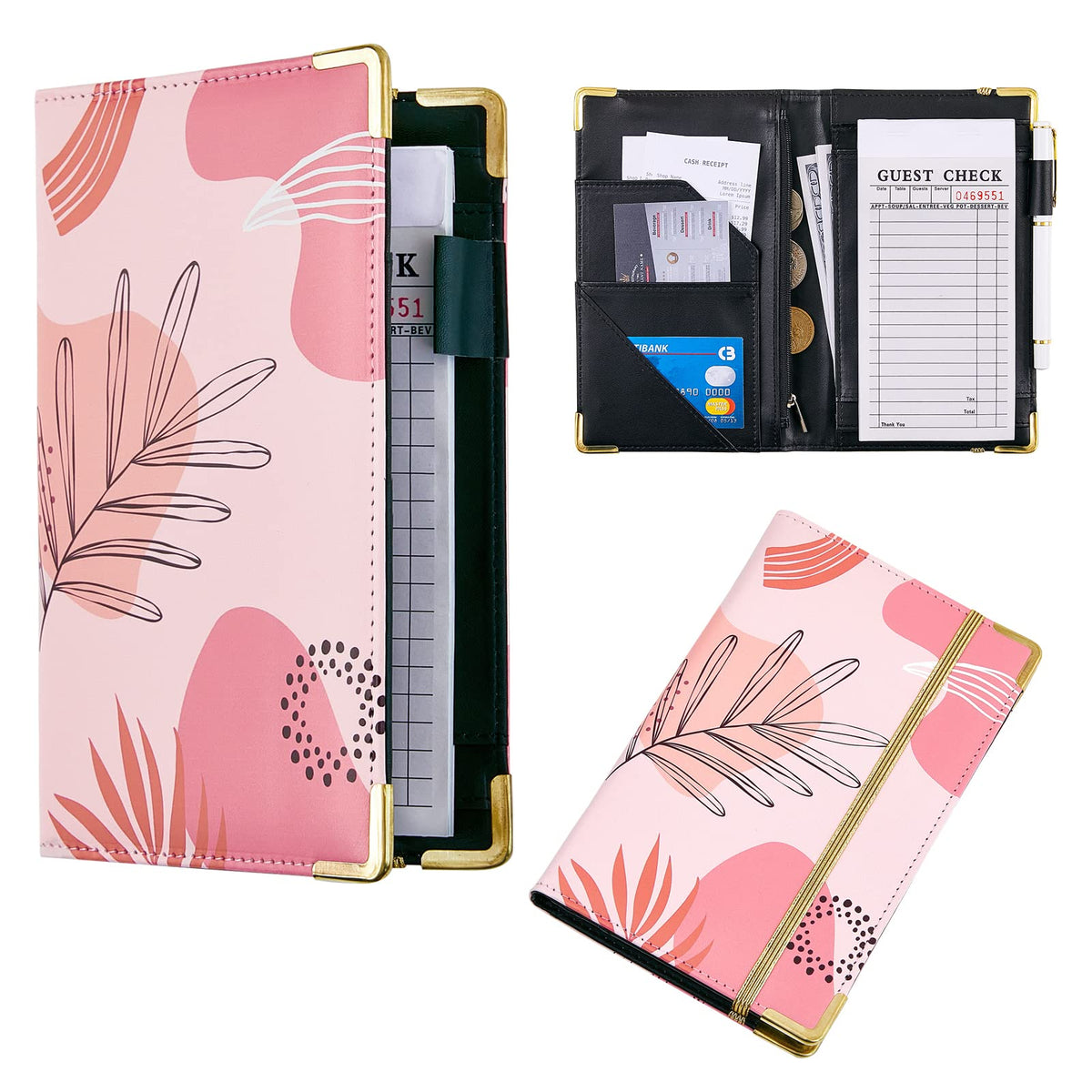 Bienbee Server Book, Waitress Book Server Books For Waitress Waiter Book With Money Zipper Pocket Serving Book Server Notepad Wa