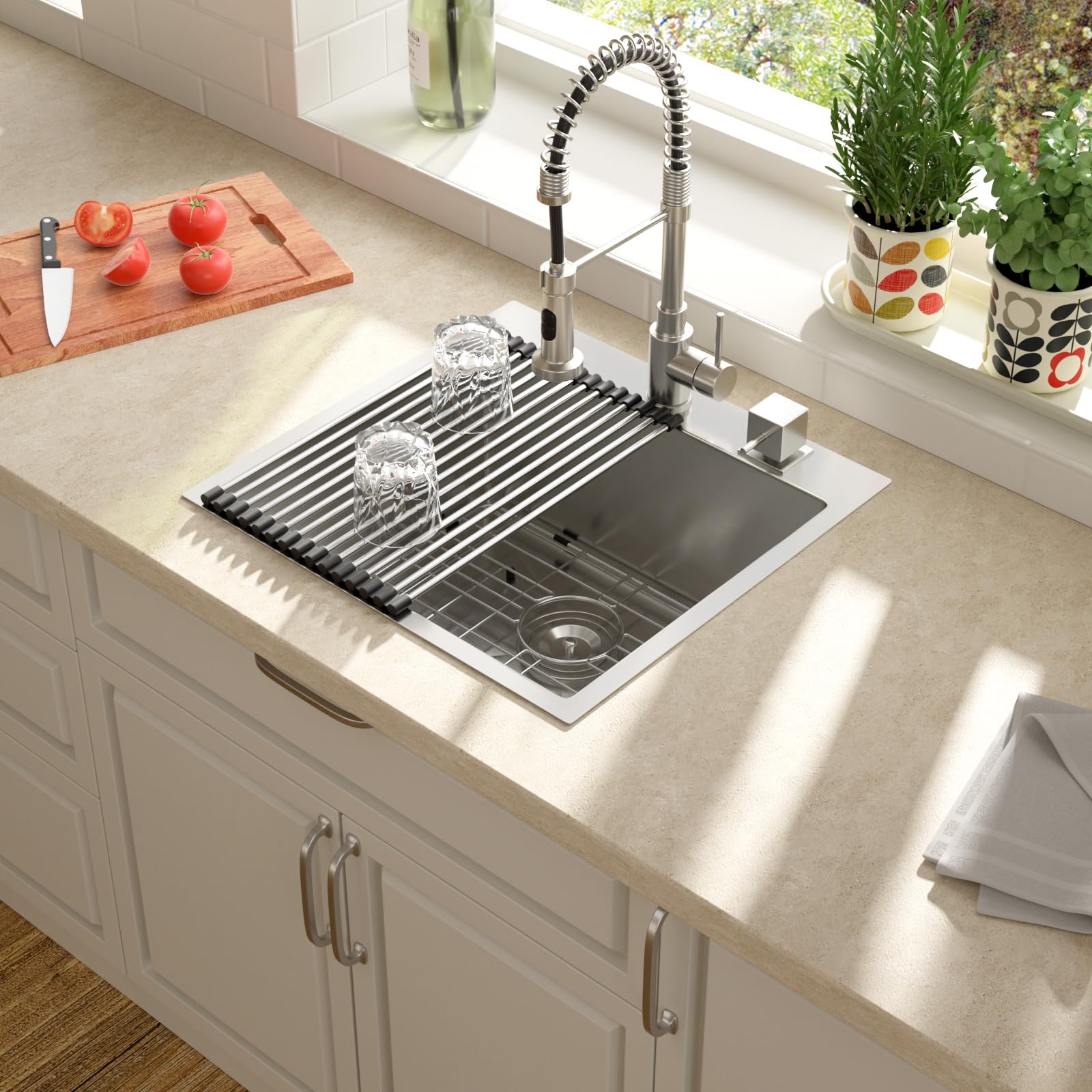 Lordear 21X20X10 Inch Drop In Kitchen Sink Topmount Bar Sink 16 Gauge Single Bowl Stainless Steel Bar Sink Kitchen Sinks Outdoor