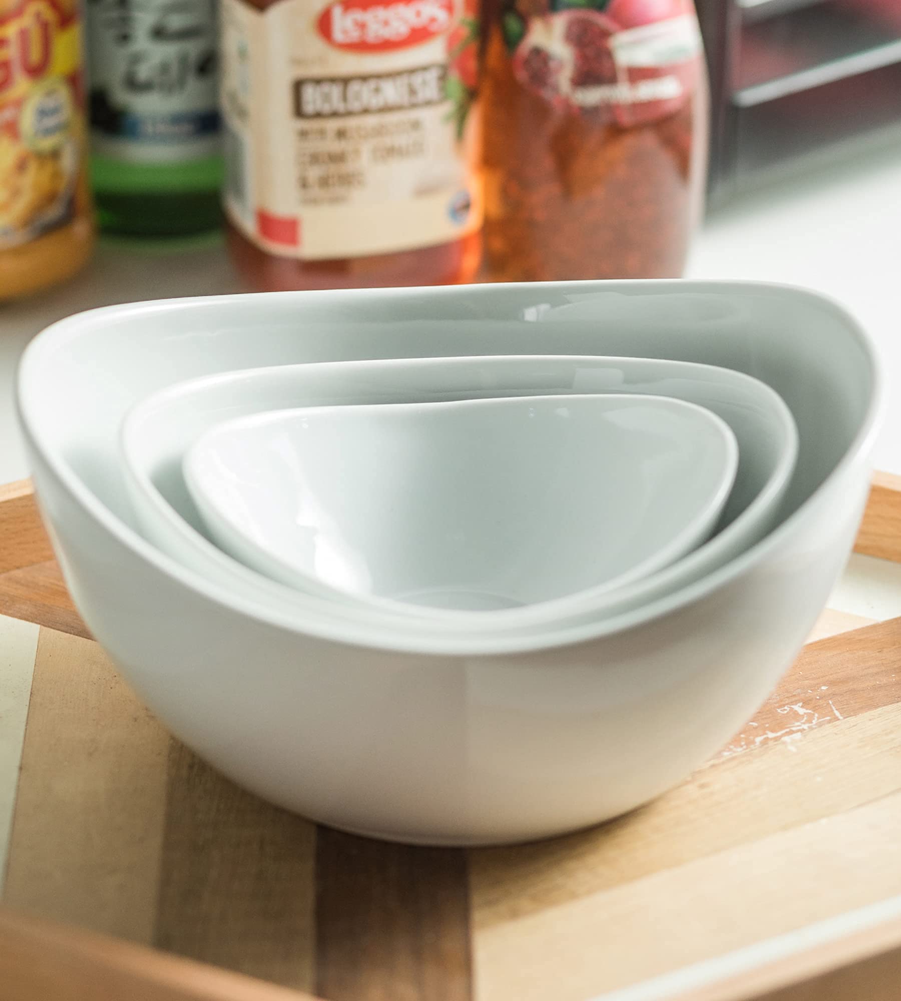 Yhosseun 3 Tier Serving Stand With 3 Oval Porcelain Serving Bowl Set With Collapsible Thicker Sturdier Metal Rack (Black)