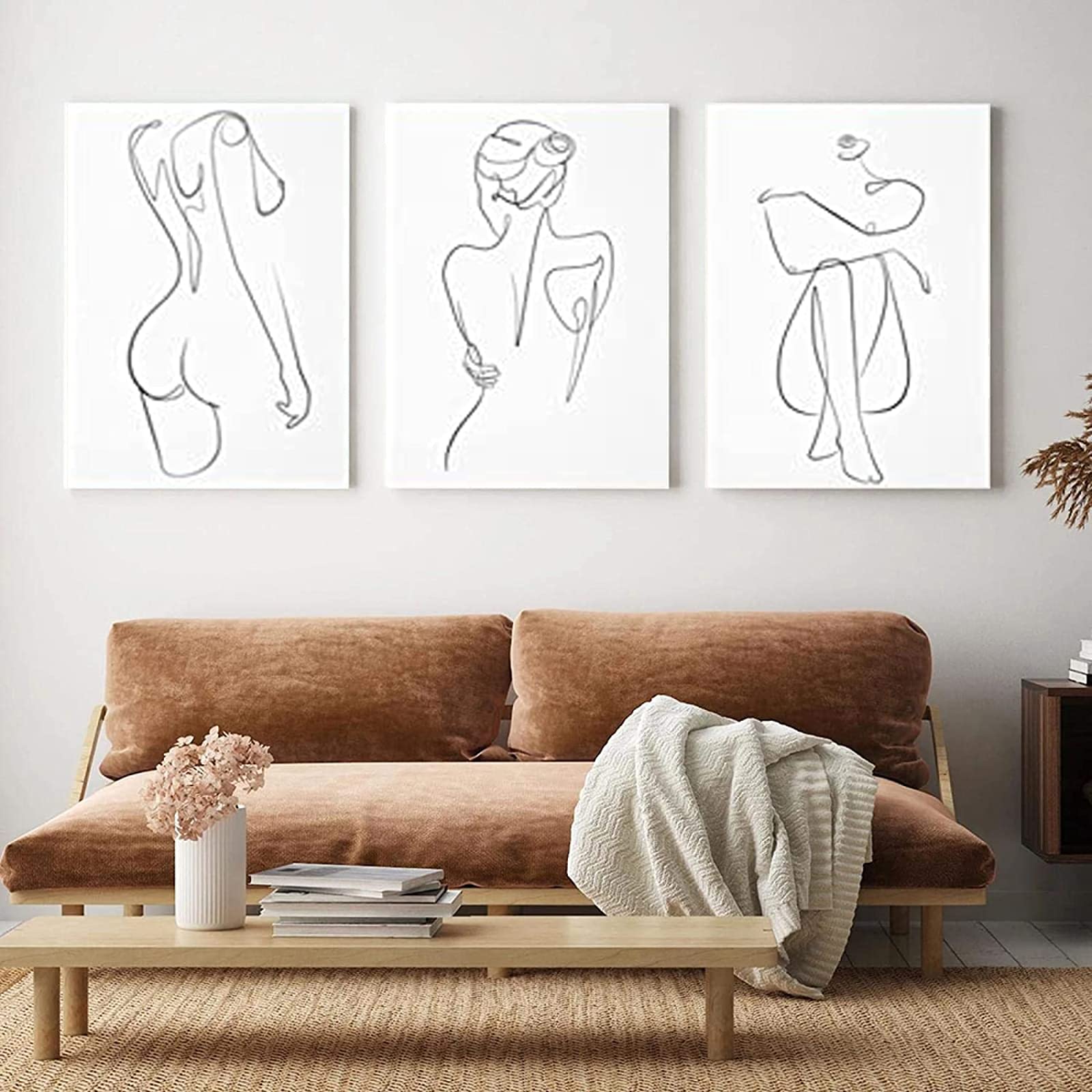 Abstract Line Wall Art Canvas Woman One Line Art Prints Minimalistic Female Body Line Poster Minimal Drawing Canvas Print Black