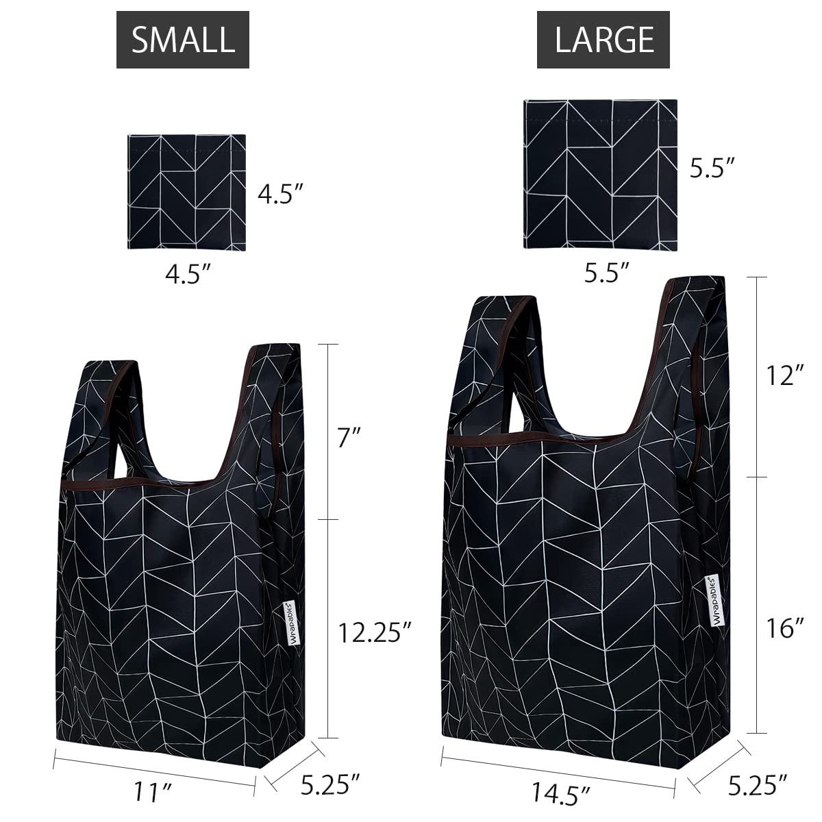 Wrapables Jolibag Collection Reusable Shopping Bag (Set Of 2), Geometric