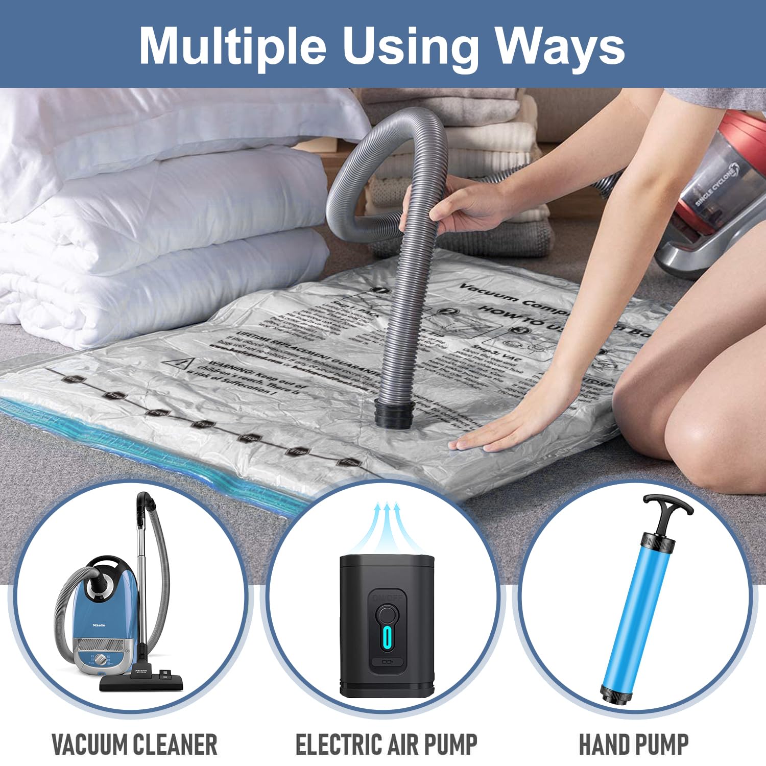 BoxLegend Vacuum Storage Bags with Large Hand Pump 30 Combo (4 Jumbo, 10 Large, 10 Medium, 6 Small) Thickened Vacuum Seal Bags f