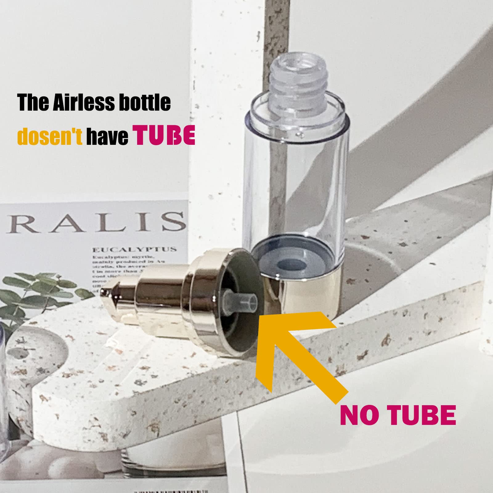 1 Oz Refillable Airless Pump Bottle, Travel Lotion Container, Plastic Cosmetic Dispenser (12Pcs,Rose Red)