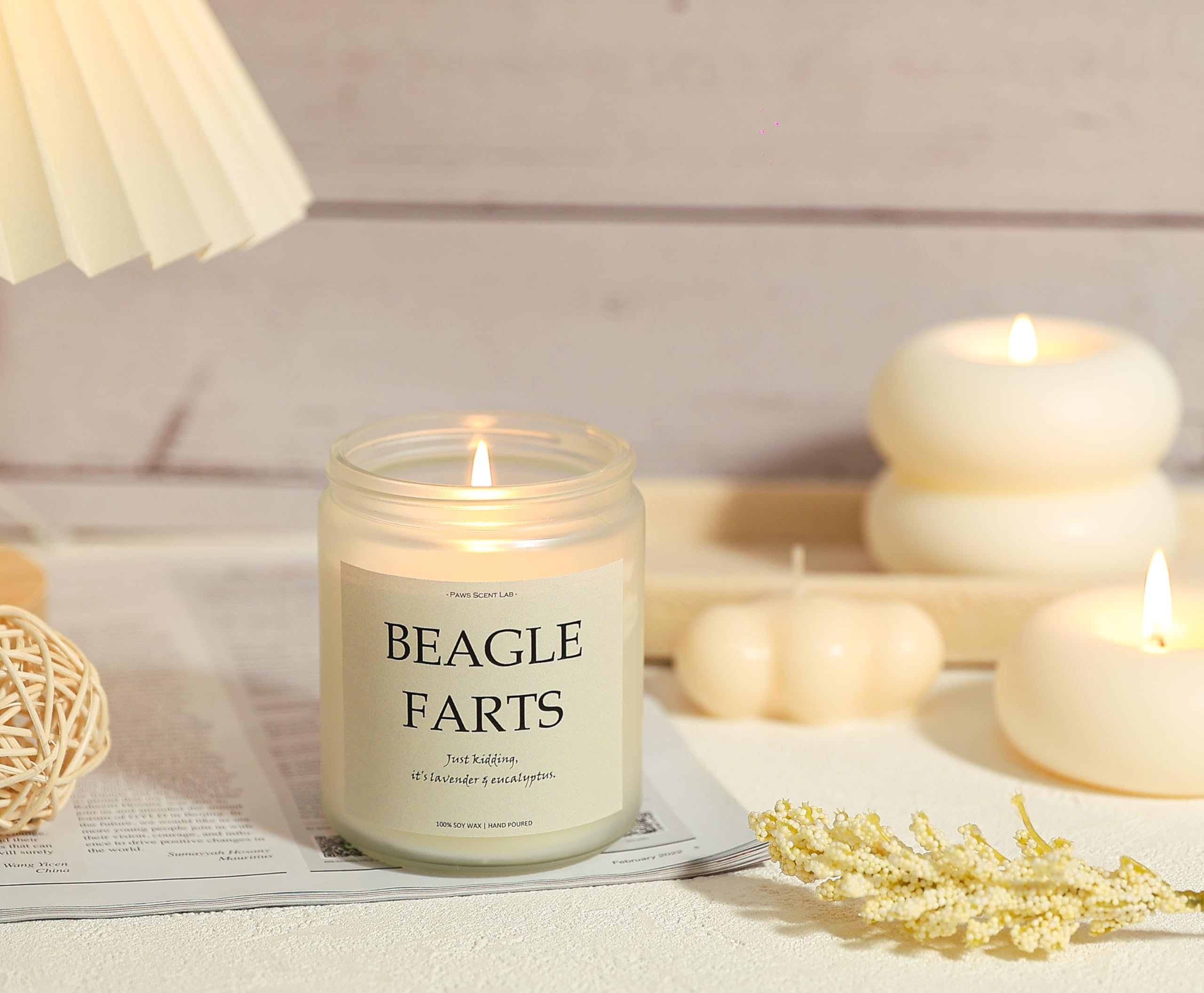 Beagle Gifts & Decor, Beagle Gifts for Women, Dog Mom Gift for Women - Lavender & Eucalyptus, Crafted by Natural Soy Wax & Natur