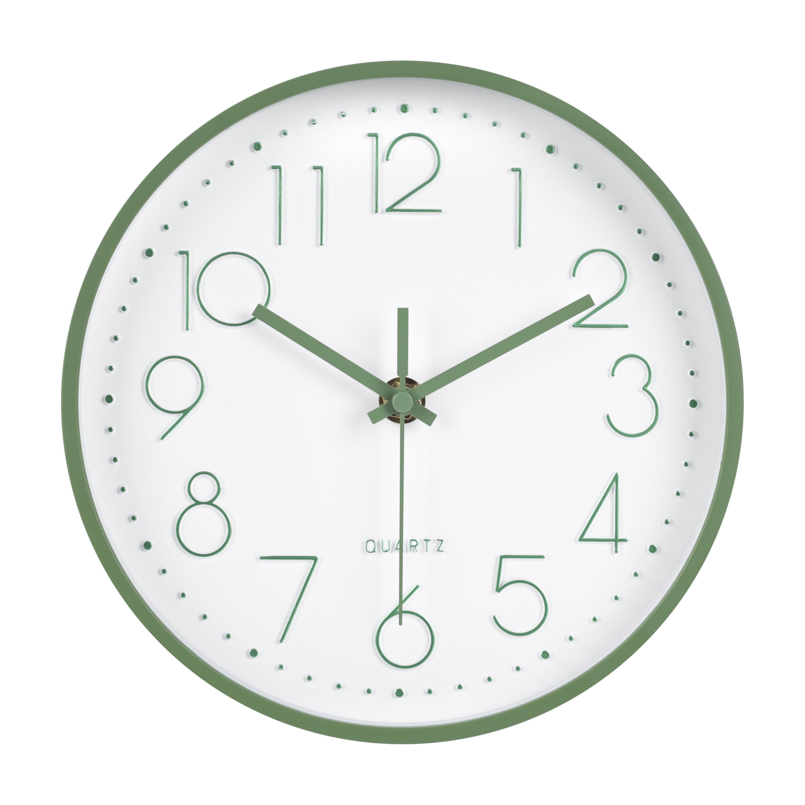 Horizent Modern Green Decor Wall Clocks 8 Inch Non-Ticking Battery Operated For Office Bedroom Kitchen Bathroom