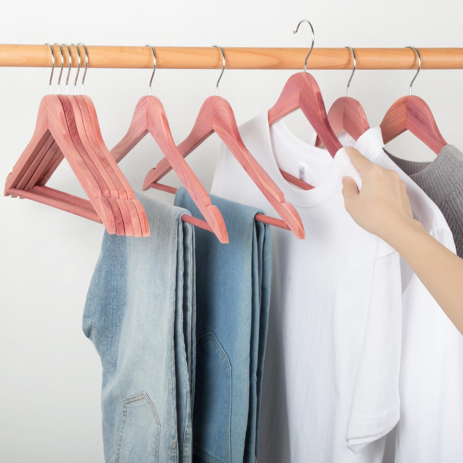ROSOS Cedar Hangers for Closet 20 Pack  Wooden Hangers with Smooth Notches  Sturdy Cedar Wood Coat Hangers with 360 Rotating Hook Great for Refresh Closet