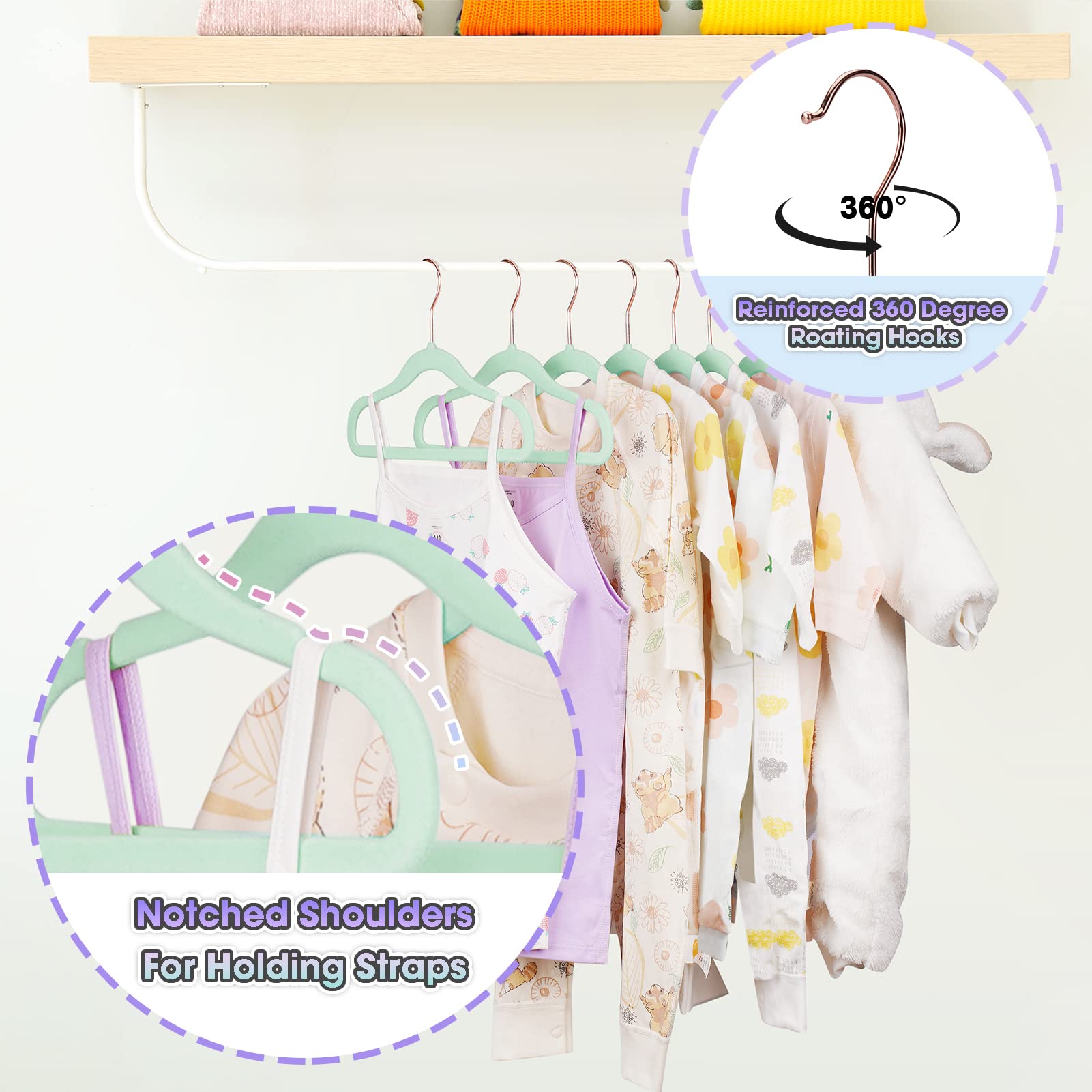 Ulimart Baby Hangers Velvet 50 Pack-11.4 Inch,Baby Clothes Hangers Non Slip, Baby Hangers For Closet,Durable Infant/Toddler Hang