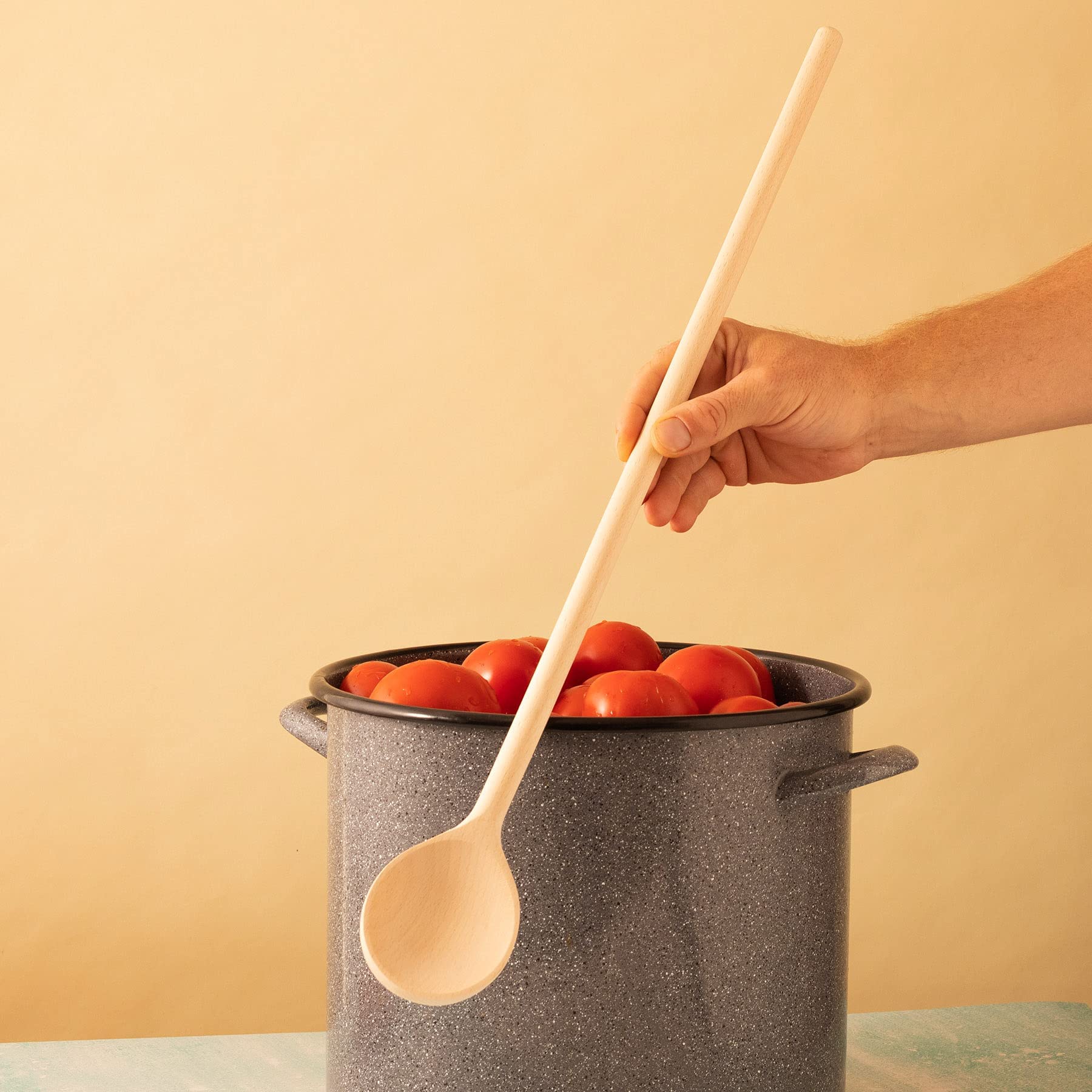 Mr.Woodware Wooden Kitchen Utensils- 24 Inch Long Handle Beech Wood Wok Spatula And Cooking Spoon - 2 In 1 Wooden Cooking Utensi