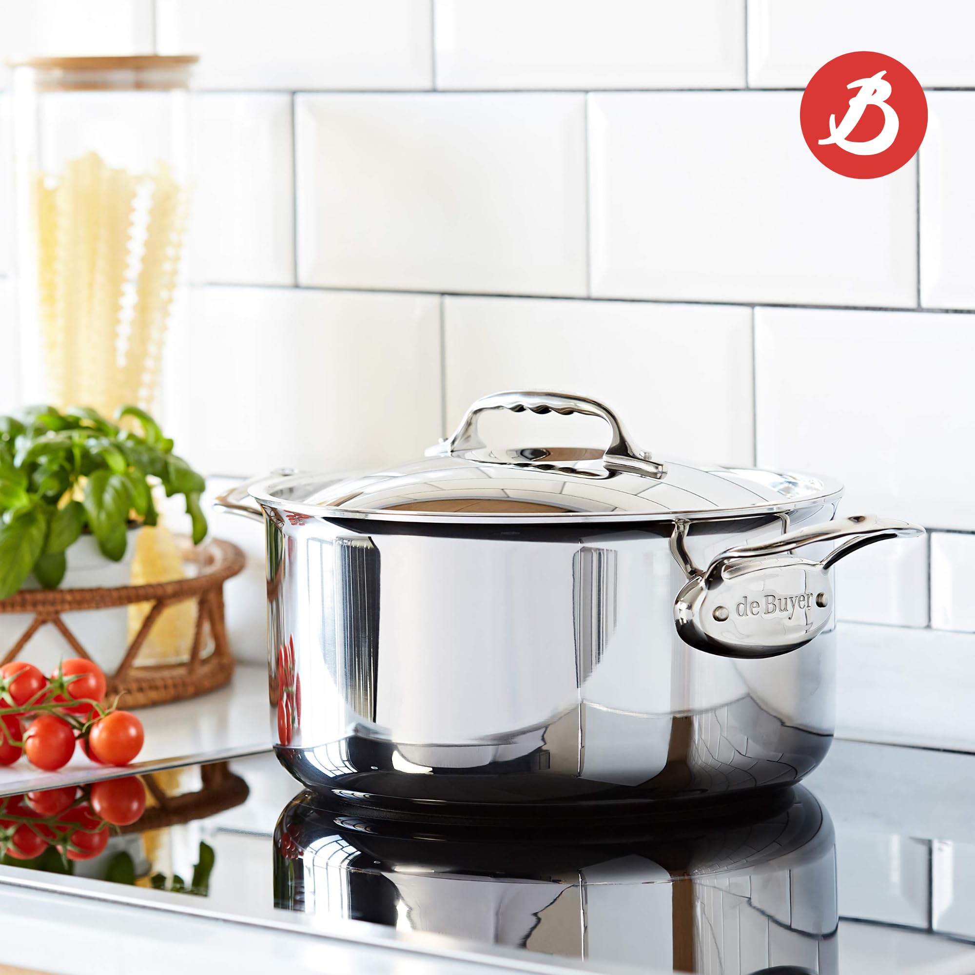 De Buyer Stainless Steel Lid, Polished - 8    - Compatible With 8'' Prima Matera Copper Or Affinity Stainless Steel Pan - Dishwa