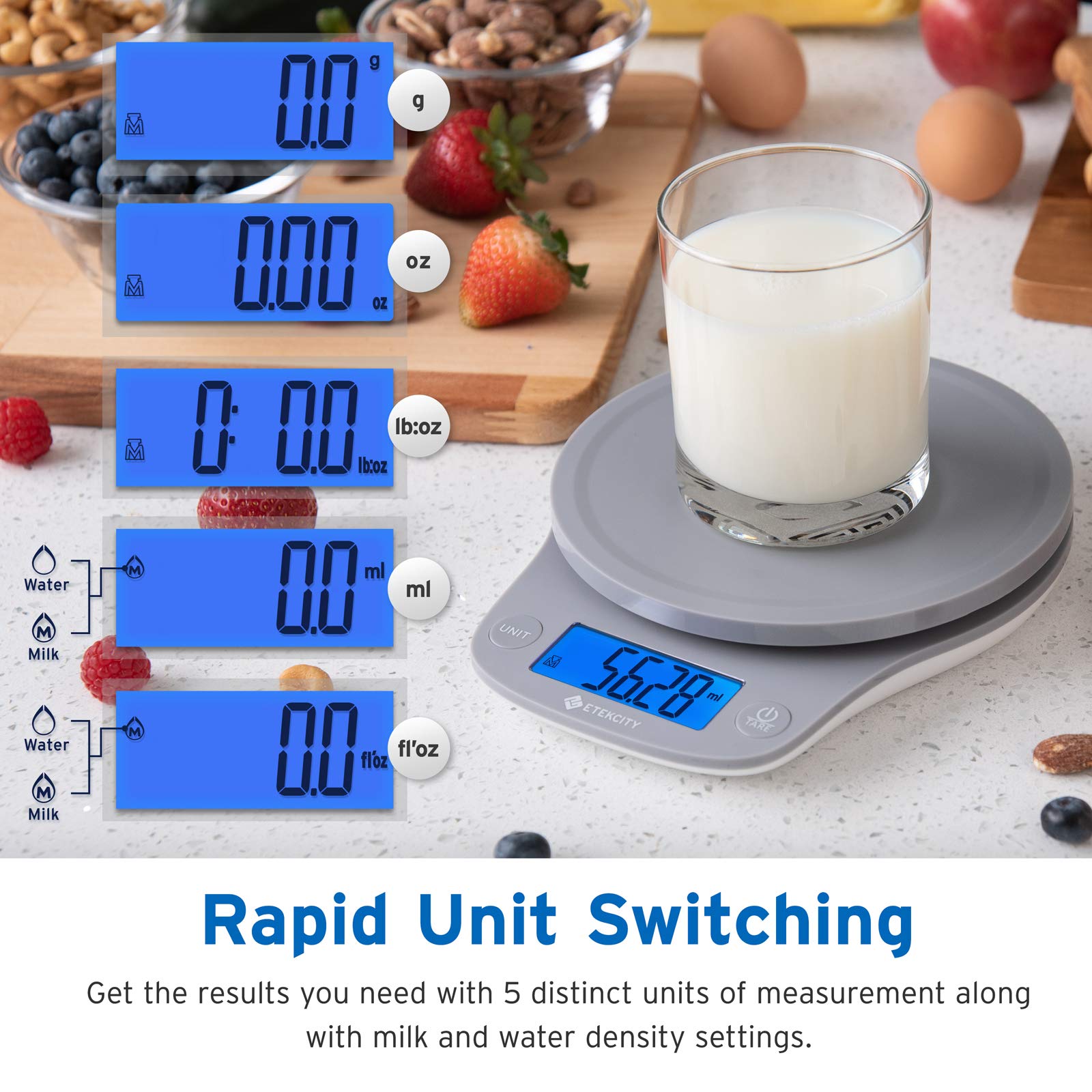 Etekcity 0.1G Food Kitchen Scale, Digital Ounces And Grams For Cooking, Baking, Meal Prep, Dieting, And Weight Loss, 11Lb/5Kg, G