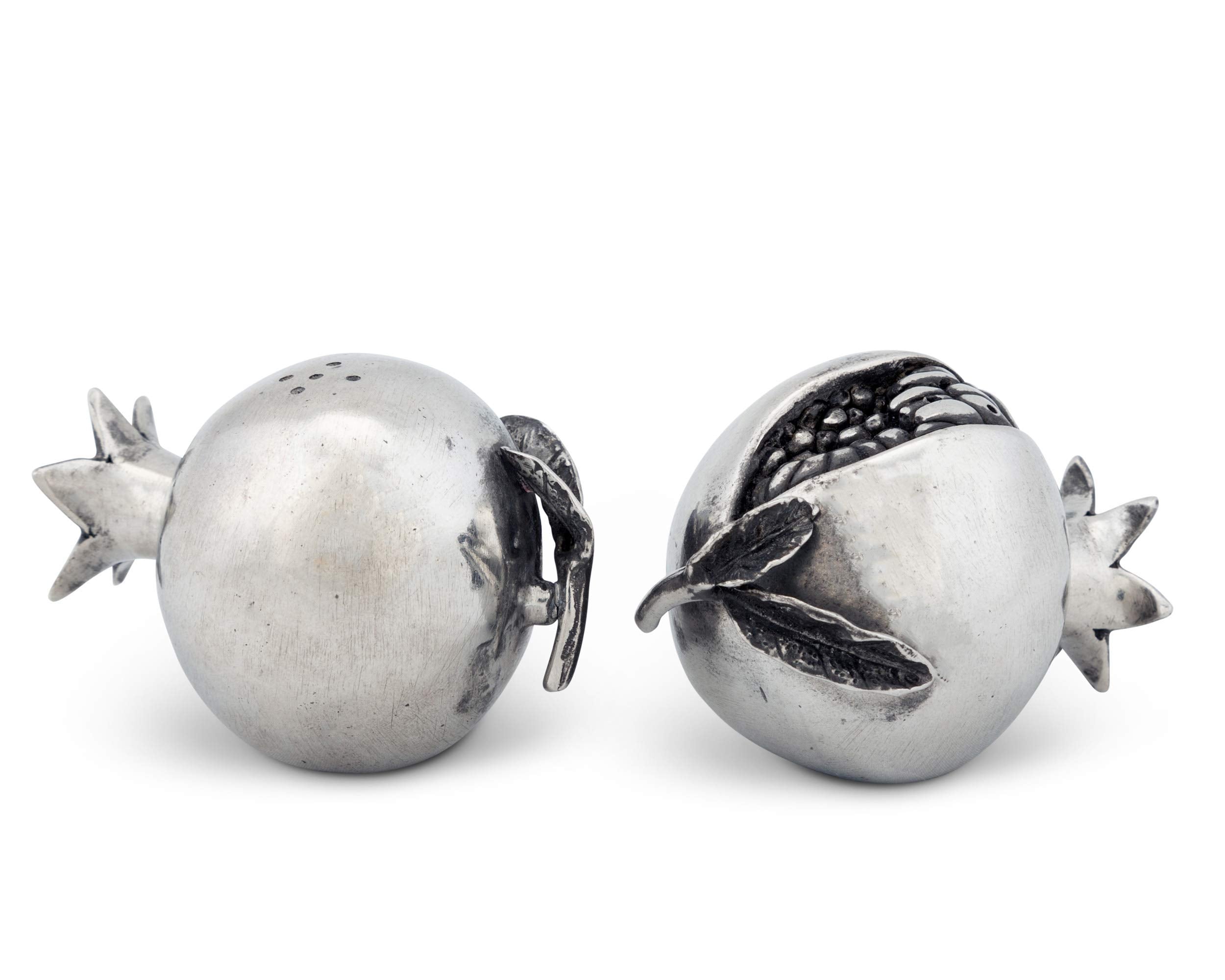 Vagabond House Pewter Pomegranate Metal Salt And Pepper Shaker Set 2.5 Inch Long