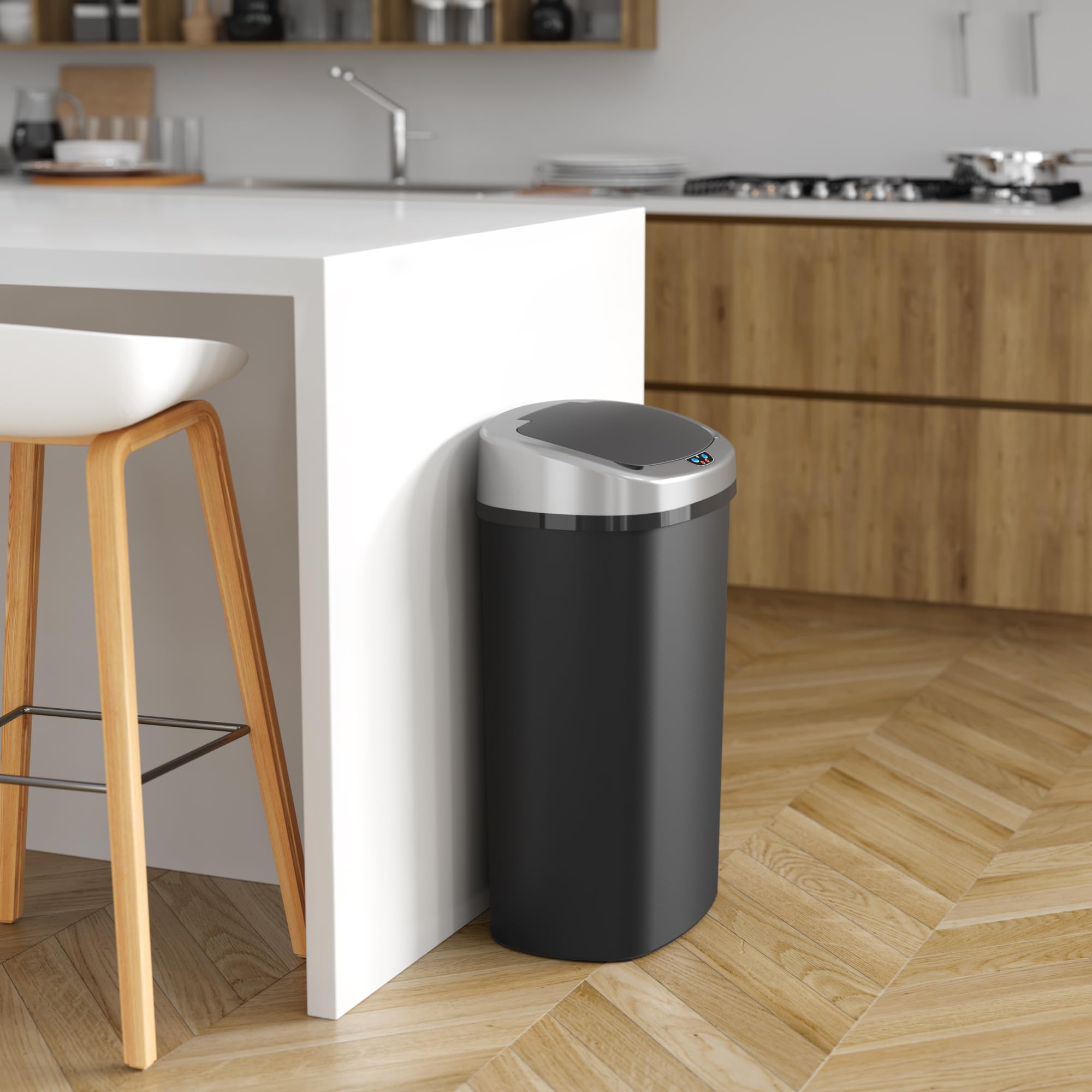 Itouchless 13 Gallon Sensor Kitchen Trash Can With Lid And Odor Filter, Dent-Proof Durable Plastic Garbage Bin Automatic Waste B