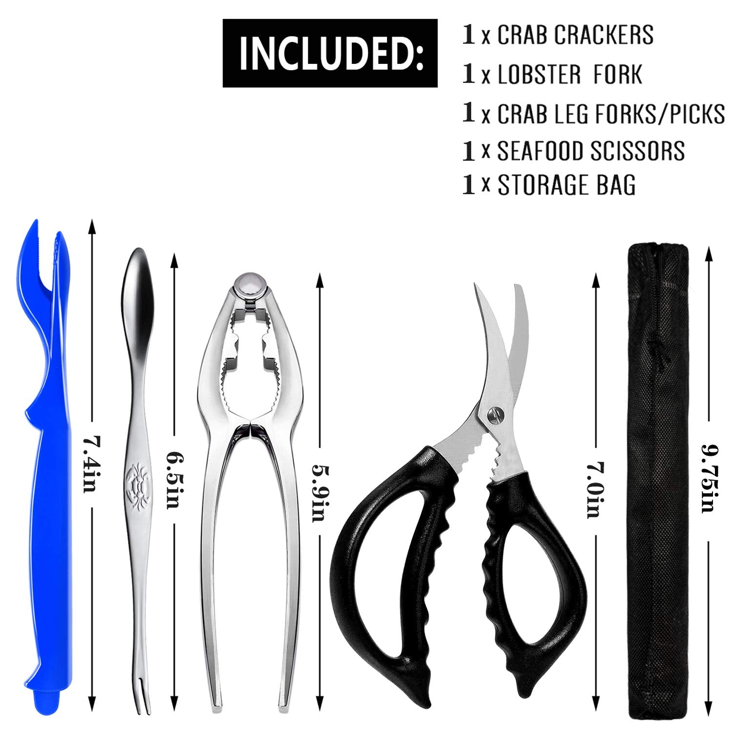 Crab Crackers And Tools Stainless Steel Lobster Crackers And Picks Set Forks Nut Cracker Set Opener Shellfish Lobster Crab Leg C