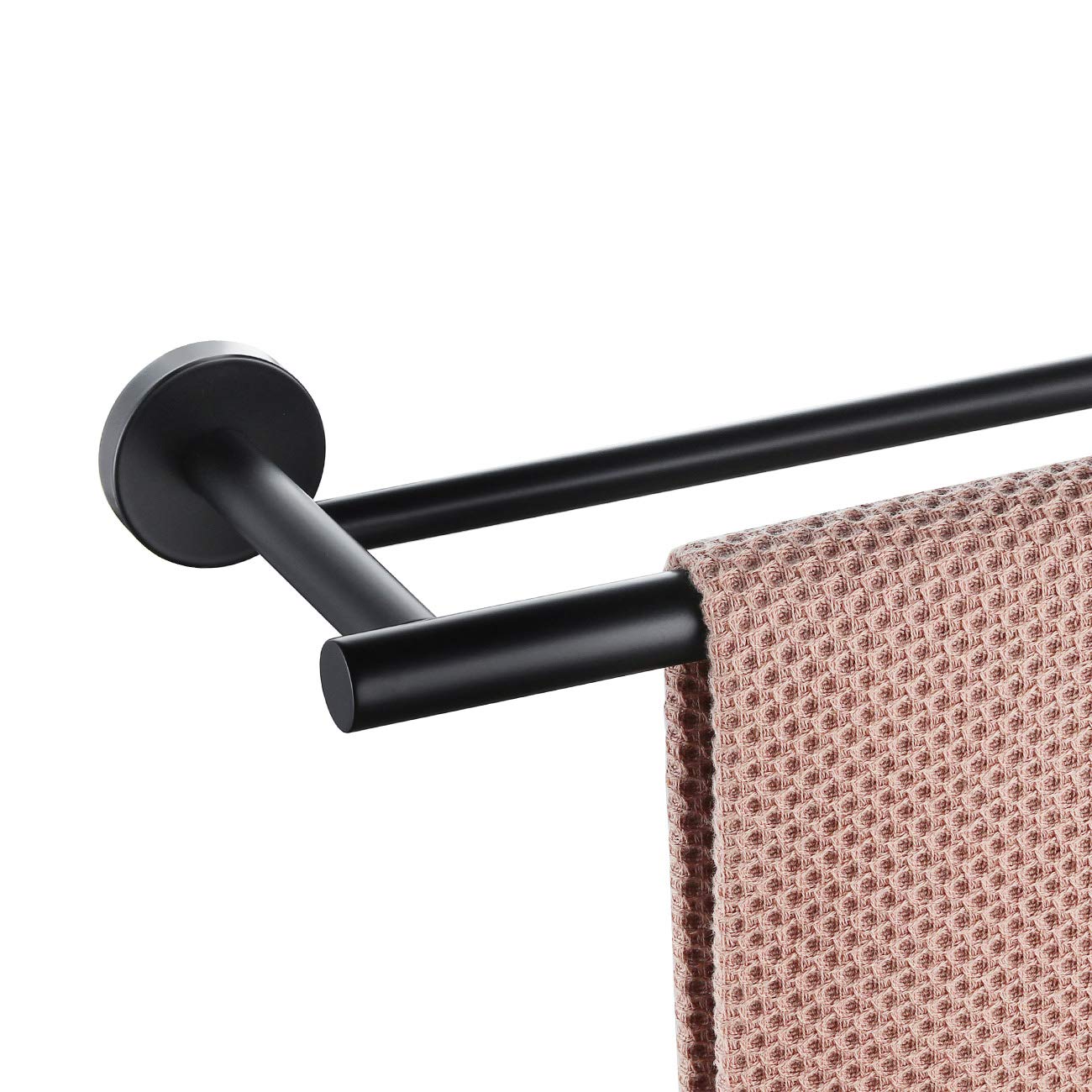 Miyili Matte Black Double Bath Towel Bar 24-Inch Sus 304 Stainless Steel Hand Towel Rack For Bathroom, A01B60B